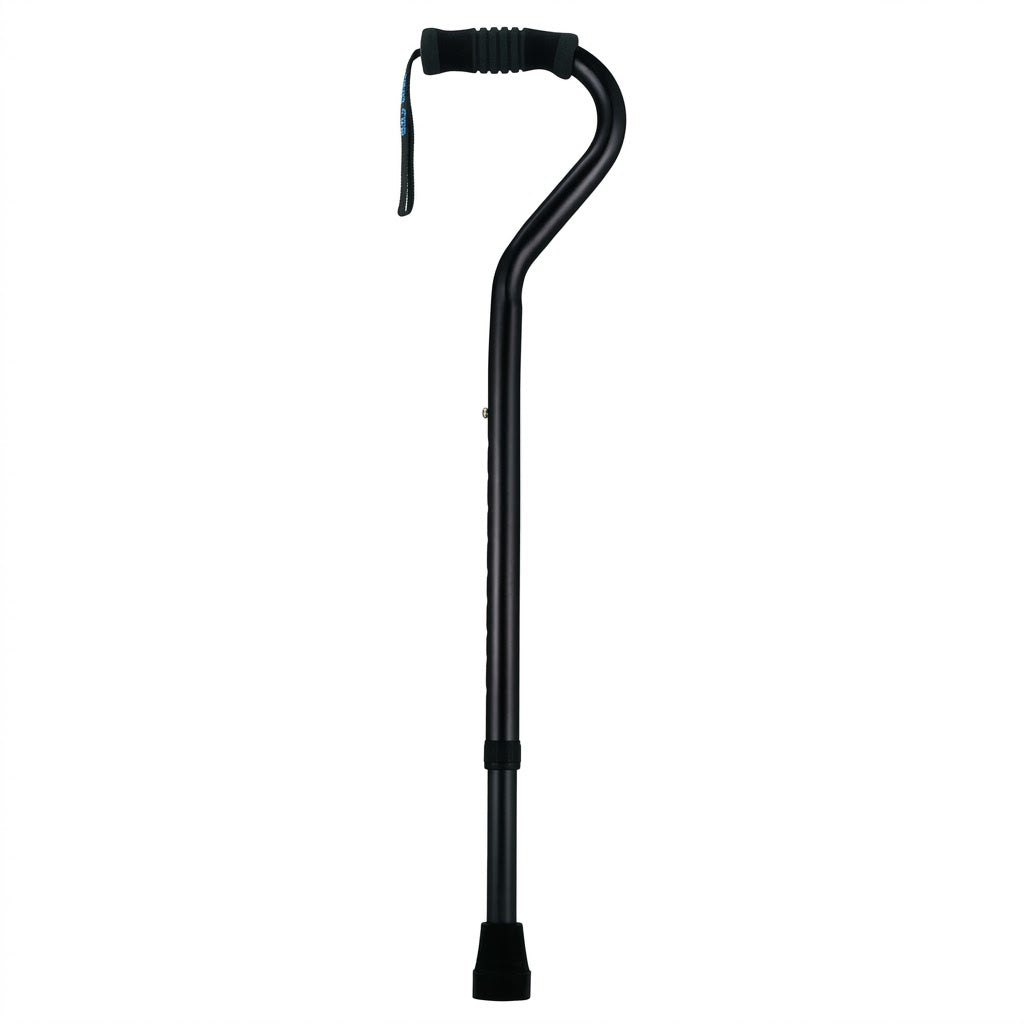 Standard Offset Walking Cane Adjustable Aluminum Black