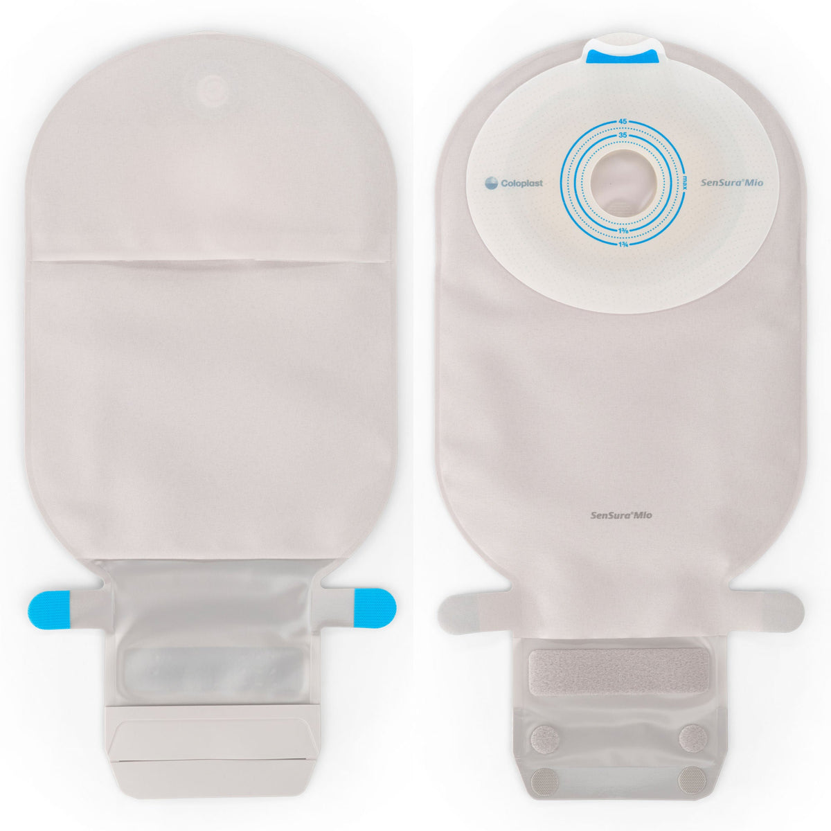 Ostomy Pouch SenSura Mio One-Piece System, Maxi Flat, Pre-Cut 1 Inch to 2inch Stoma Drainable | 10/Box 1-3/4 inch (Opaque Grey)
