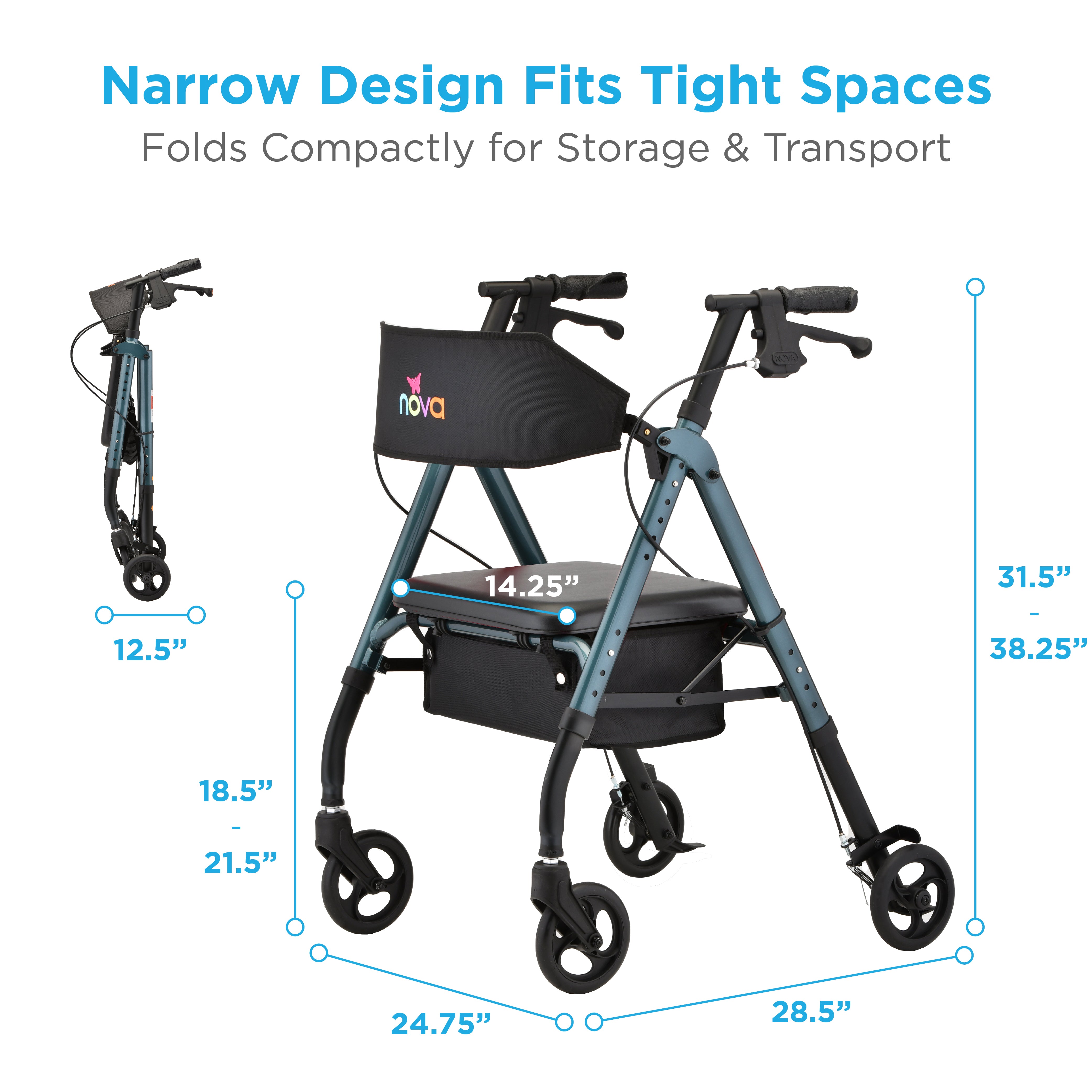 NOVA adjustable-lightweight-rollator for seniors