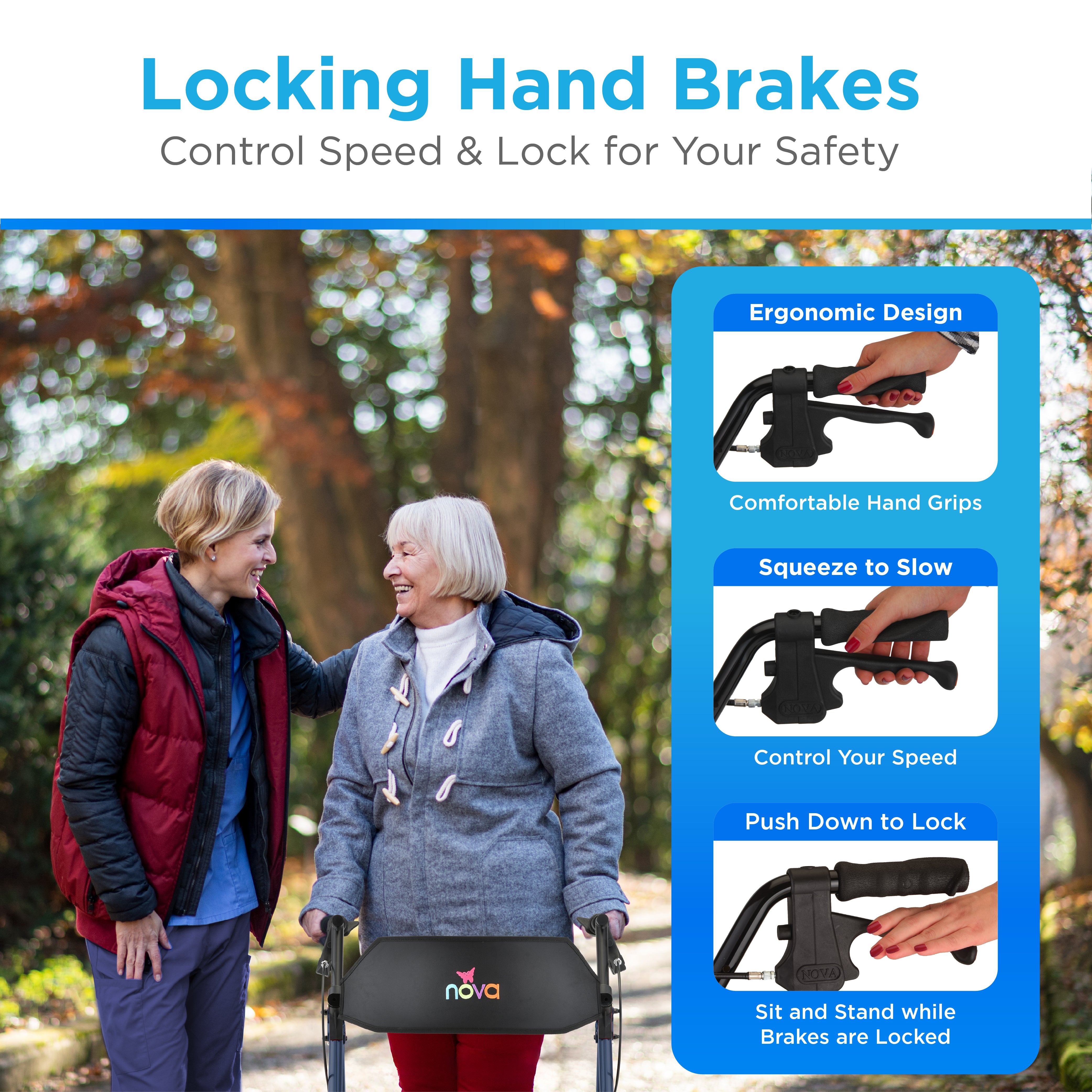 4259BL NOVA BLUE Rolator for Senior