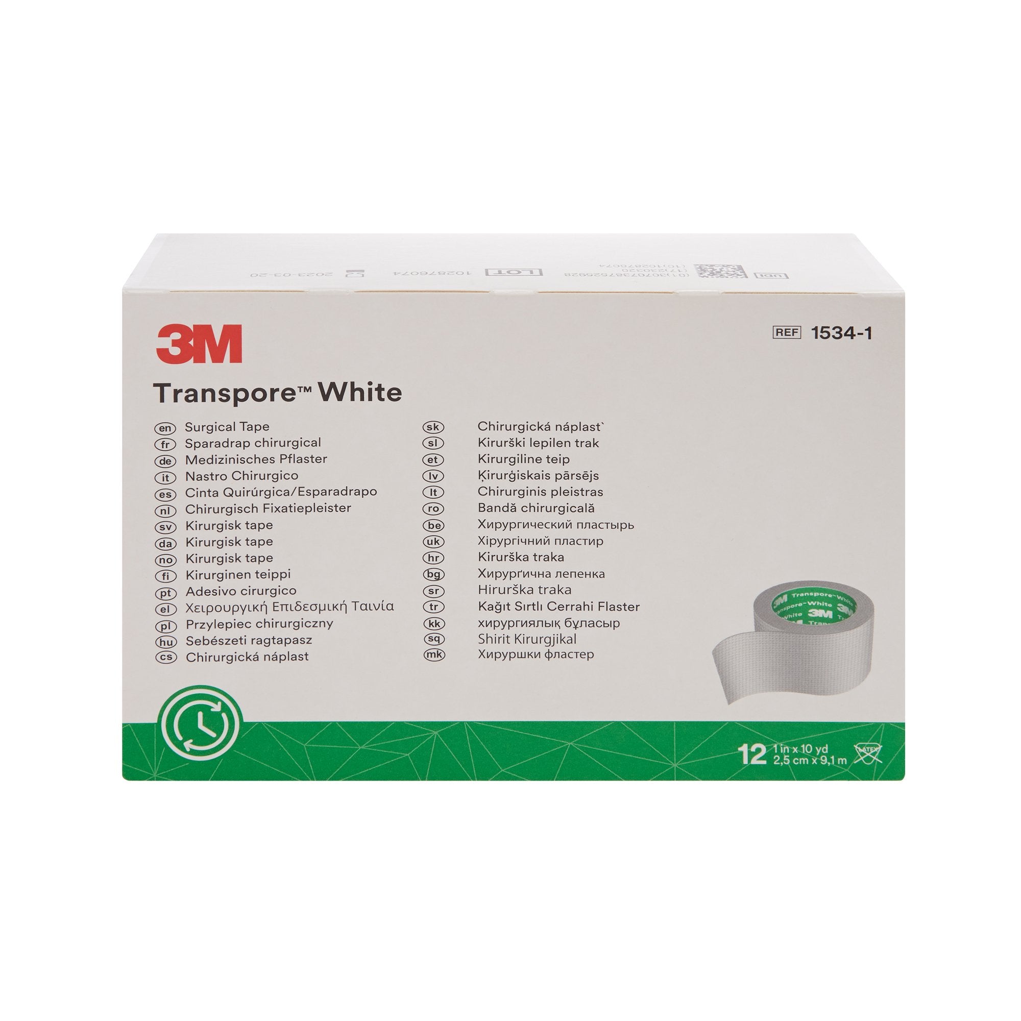 Medical Tape 3M Transpore White White 1 Inch X 10 Yard Plastic NonSterile