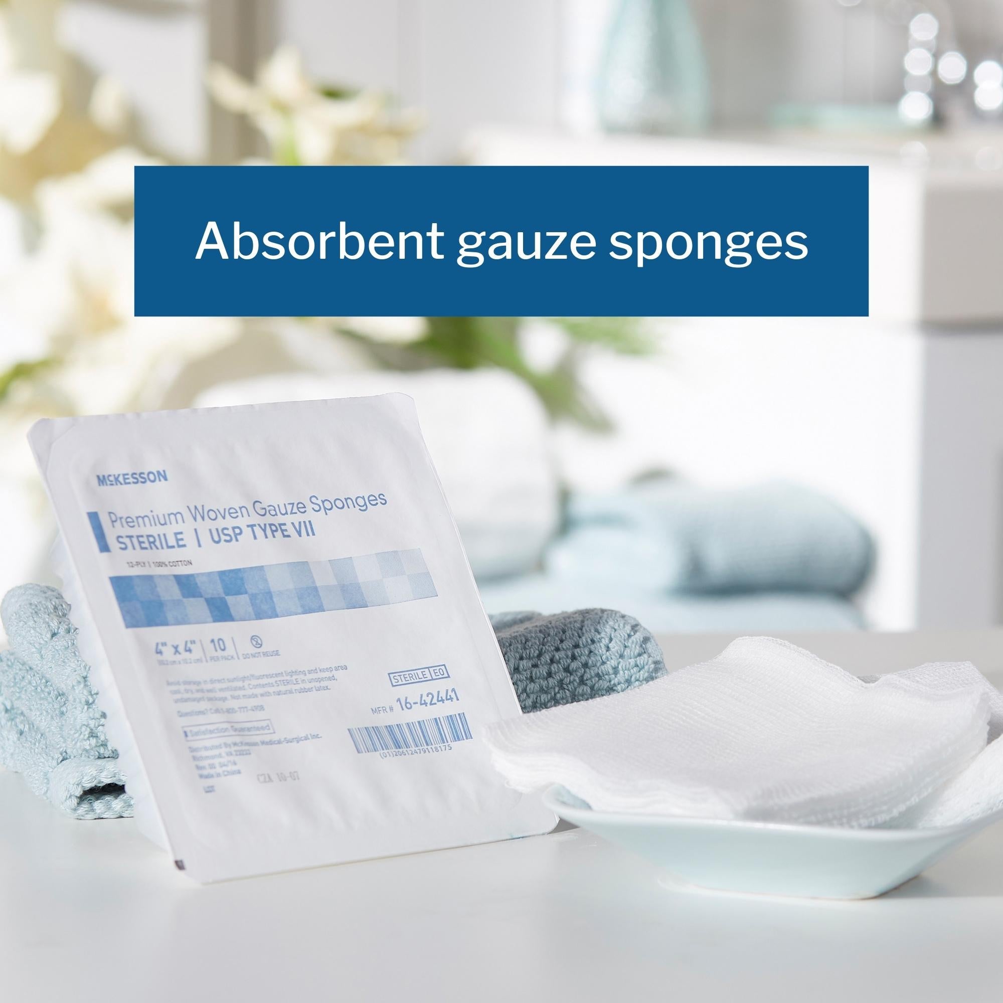 Gauze Sponge McKesson 4 X 4 Inch 12-Ply Sterile 10 per Tray, Packaging Type- Case