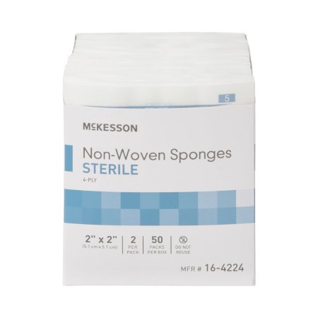 Nonwoven Sponge McKesson 2 X 2 Inch 4-Ply Sterile 2 per Pack,Packaging Type- Box