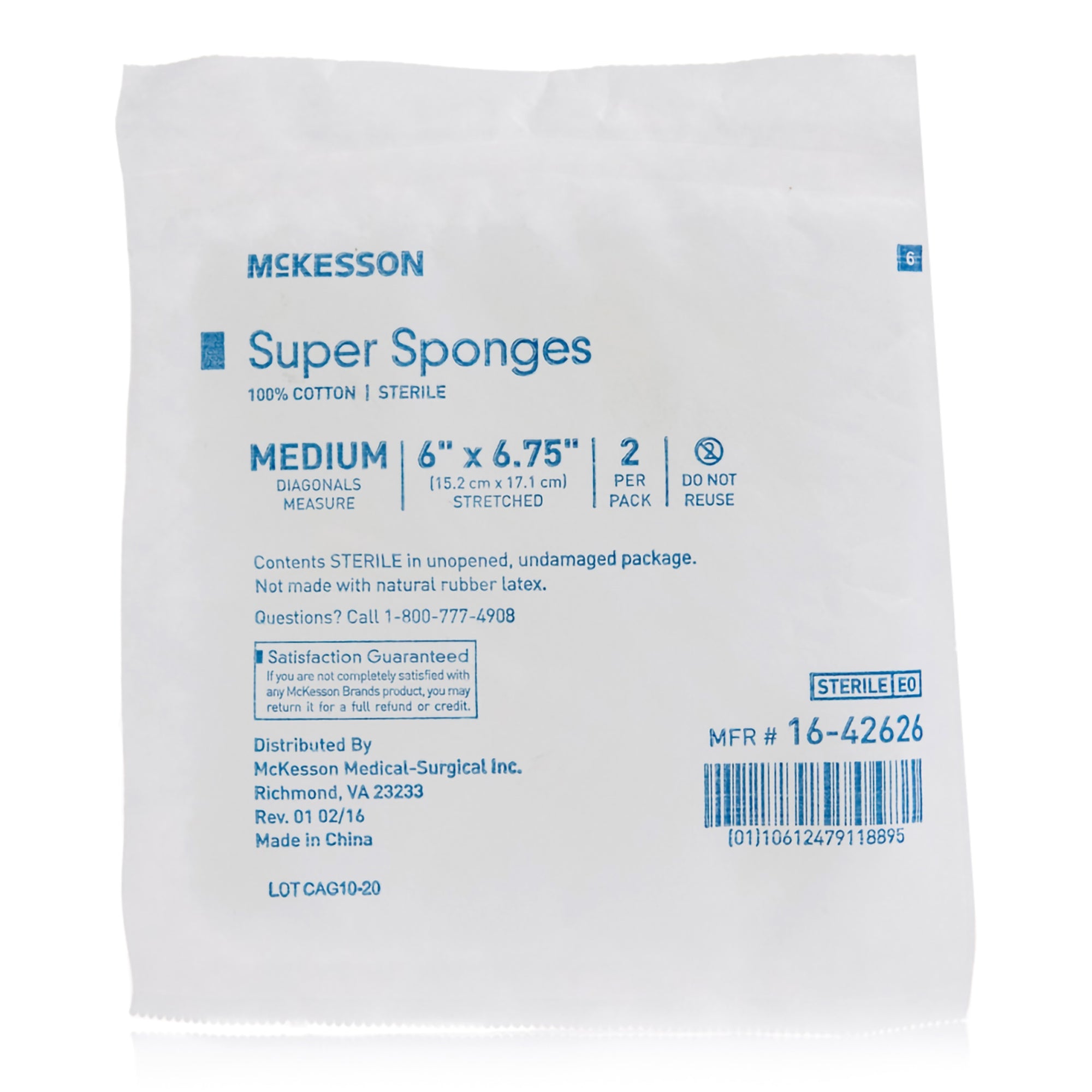 Fluff Dressing McKesson 6 X 6-3/4 Inch Sterile 2 per Pack, Packaging Type- Box