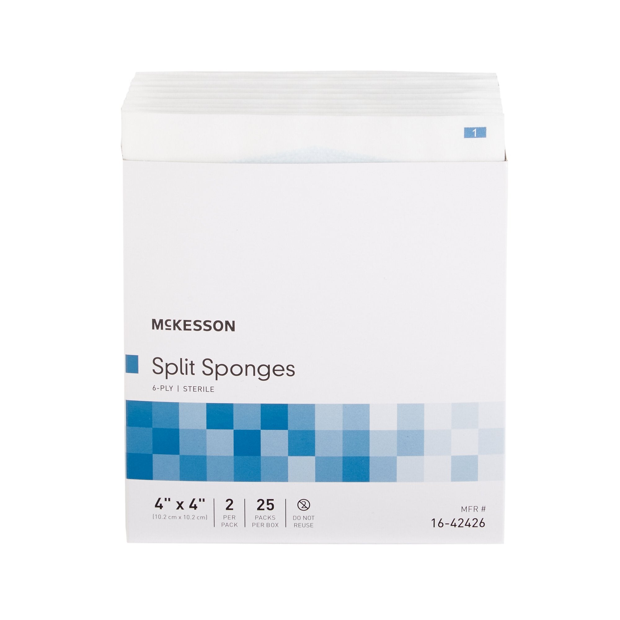 Drain Sponge McKesson 4 X 4 Inch 6-Ply Sterile 2 per Pack, Packaging Type- Case