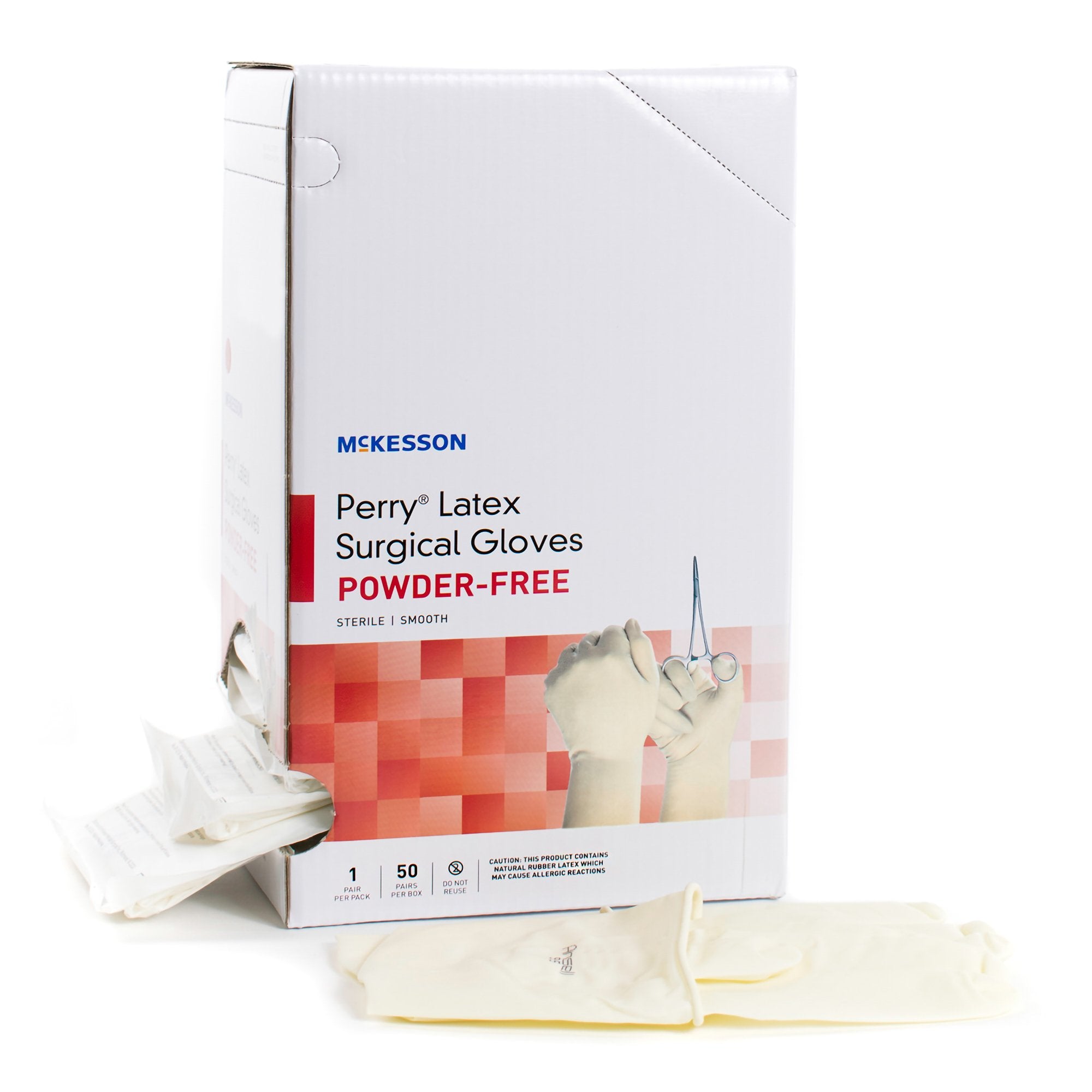 Surgical Glove McKesson Perry Size 7 Sterile Latex Standard Cuff Length Smooth Cream Chemo Tested