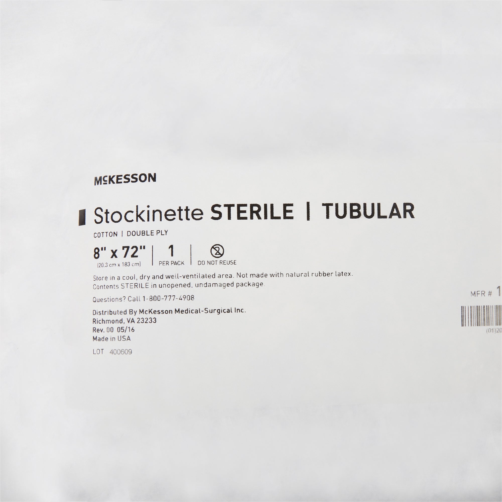 Surgical Stockinette Tubular McKesson 8 X 72 Inch Sterile, Packaging Type- Case