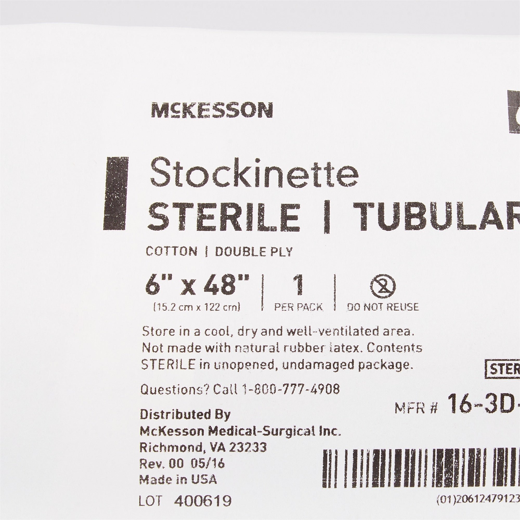 Surgical Stockinette Tubular McKesson 6 X 48 Inch Sterile, Packaging Type- Case