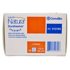 Ostomy Barrier Sur-Fit Natura Durahesive Trim to Fit, Extended Wear Adhesive Tape Borders 38 mm Flange Sur-Fit Natura System 4 X 4 Inch | 10/Box