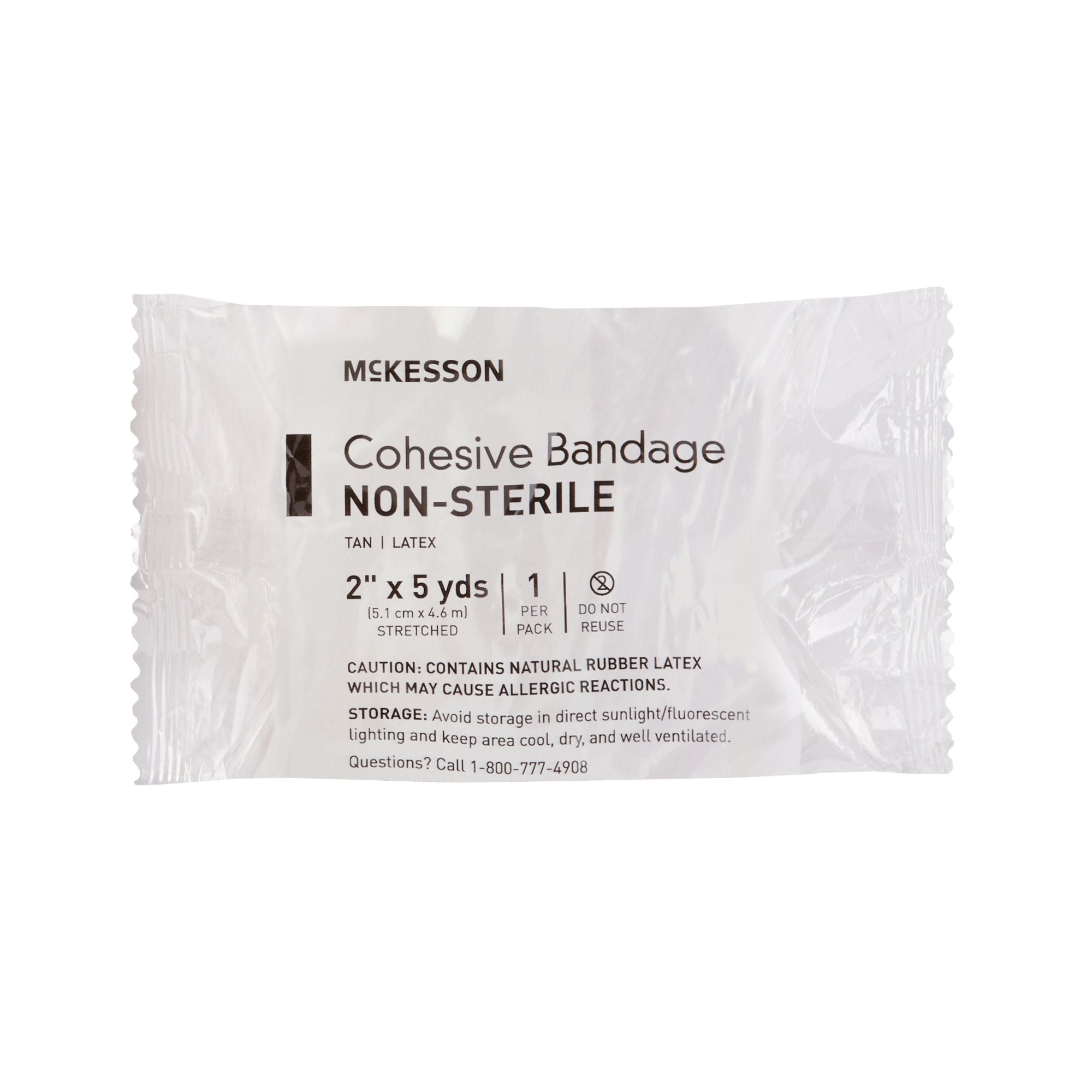 Cohesive Bandage McKesson 2 Inch X 5 Yard Self-adherent Closure Tan NonSterile Standard Compression, Packaging Type- Case
