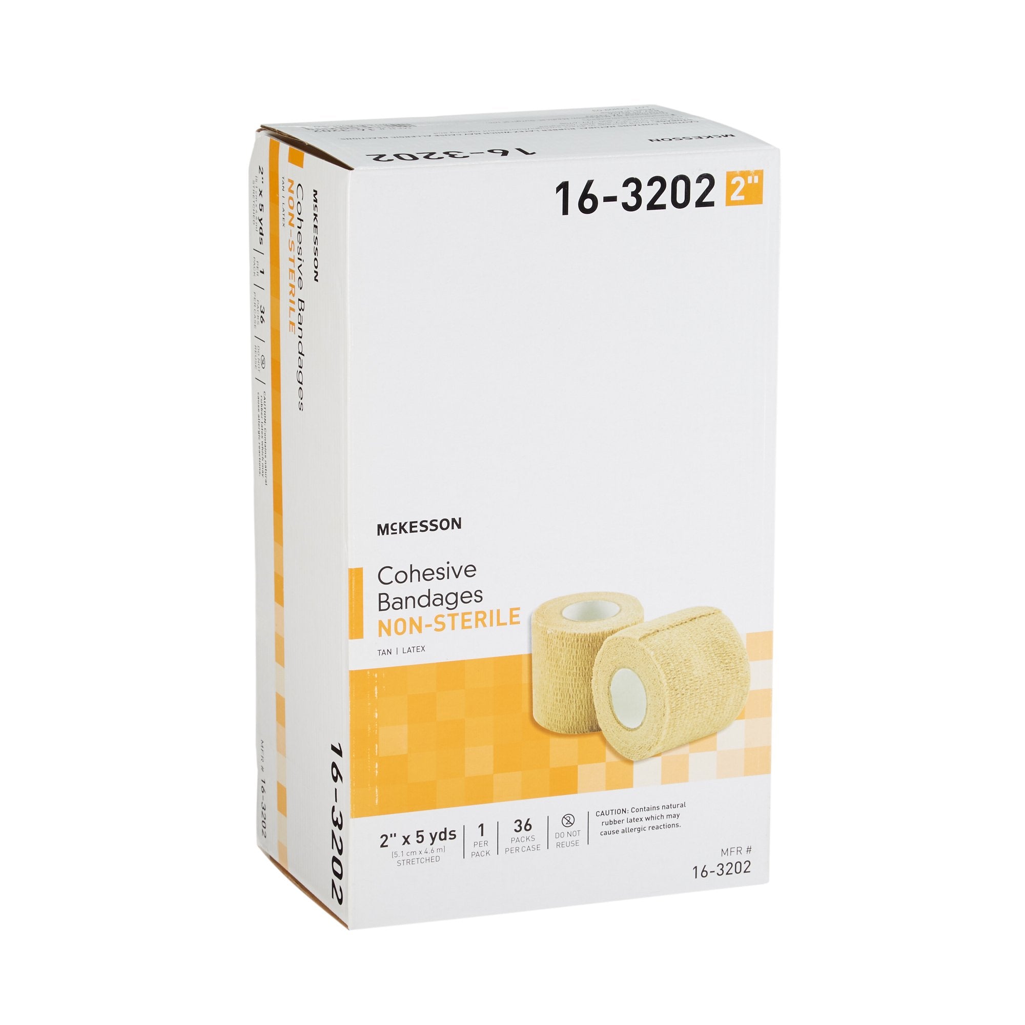 Cohesive Bandage McKesson 2 Inch X 5 Yard Self-adherent Closure Tan NonSterile Standard Compression, Packaging Type- Case