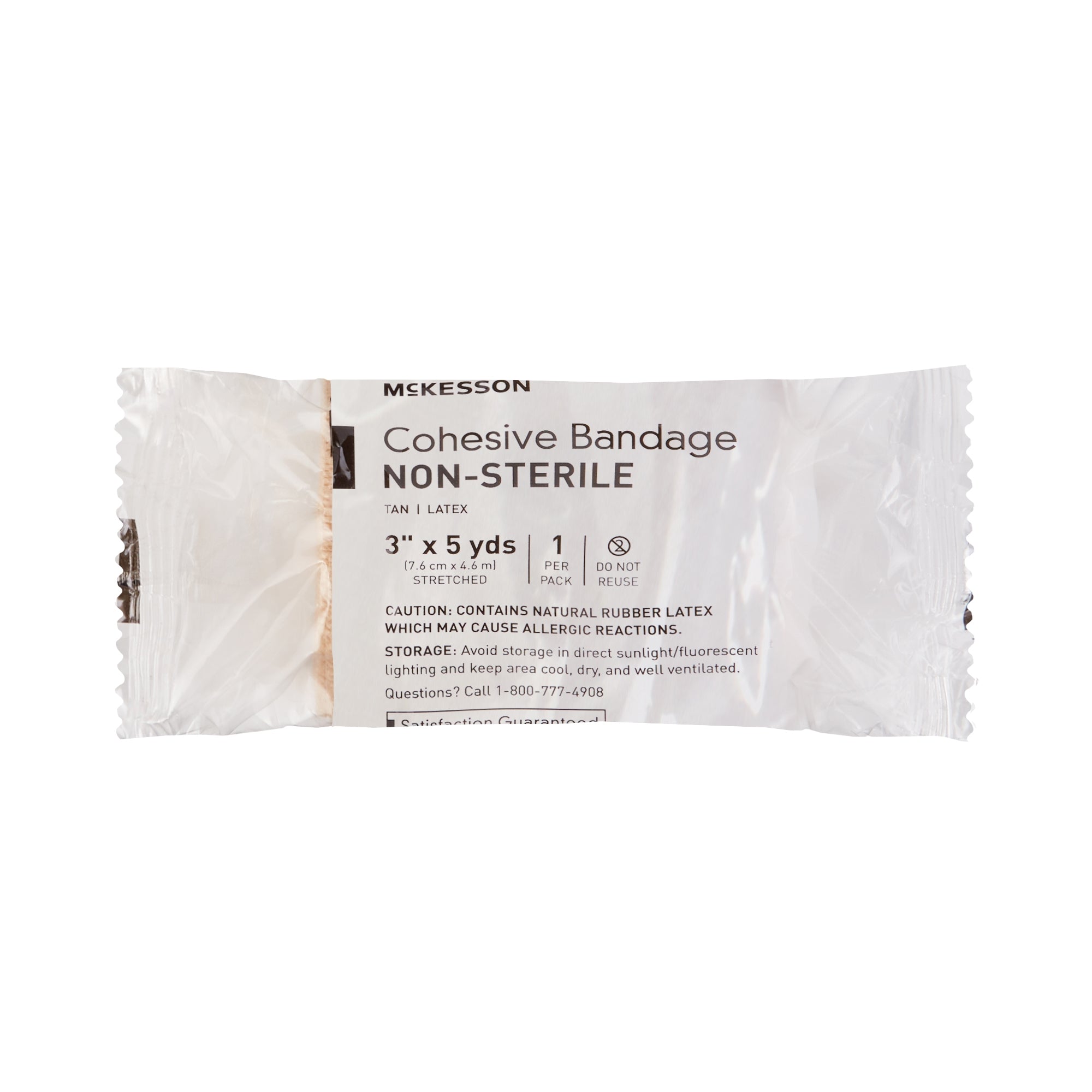 Cohesive Bandage McKesson 3 Inch X 5 Yard Self-adherent Closure Tan NonSterile Standard Compression, Packaging Type- Case