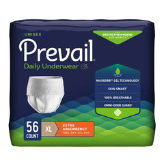 unisex adult absorbent underwear prevail daily underwear extra pull on with tear away seams x large disposable moderate absorbency packaging type case