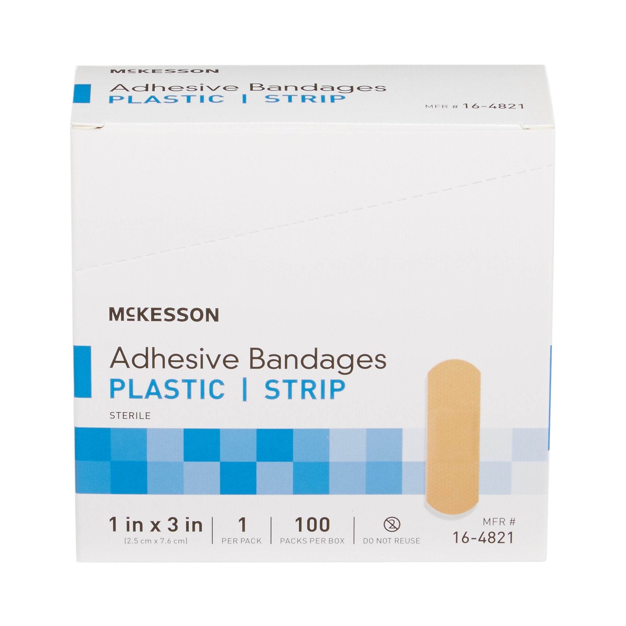 Adhesive Strip McKesson 1 X 3 Inch Plastic Rectangle Tan Sterile, Packaging Type- Case