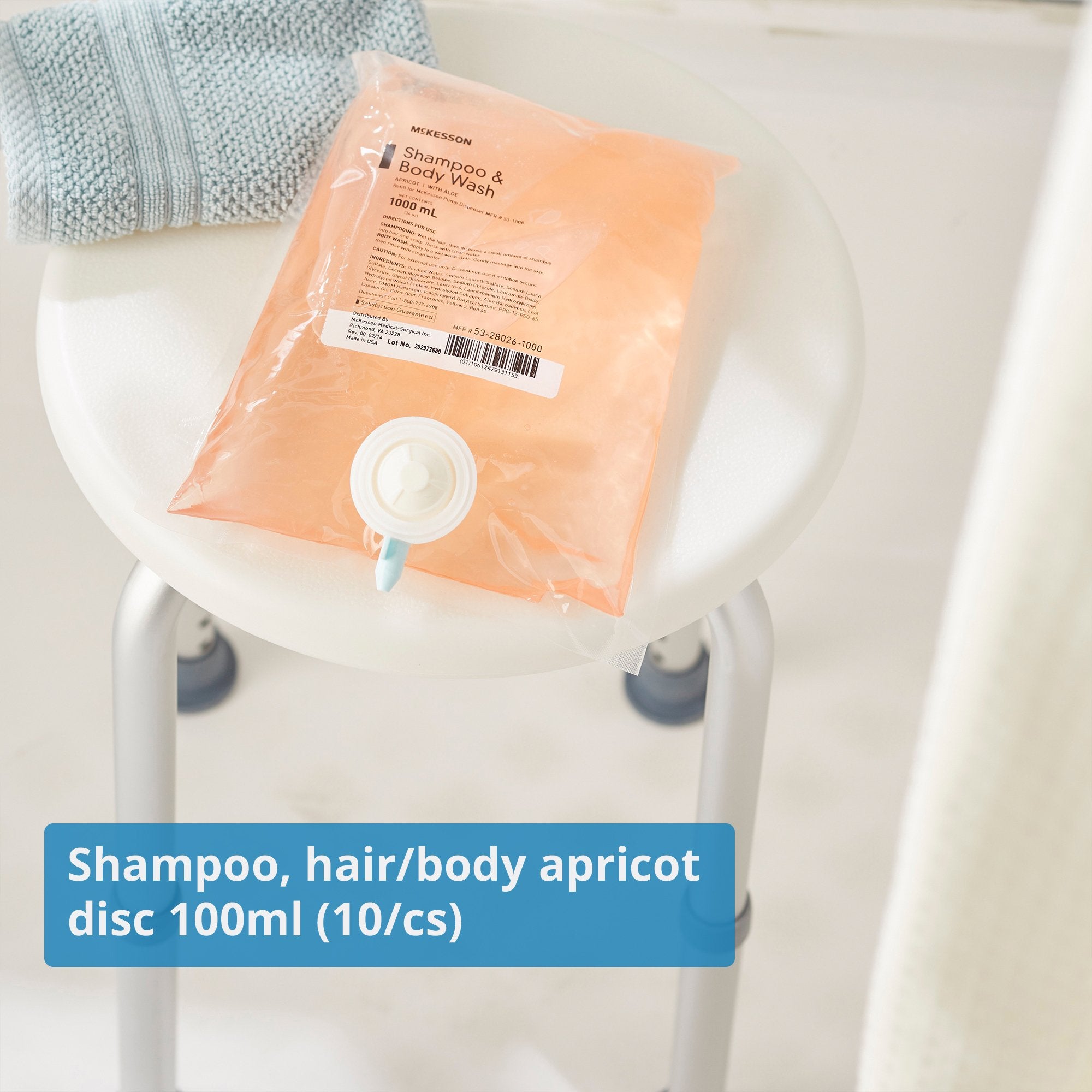 Shampoo and Body Wash McKesson 1,000 mL Dispenser Refill Bag Apricot Scent, Packaging Type- Case