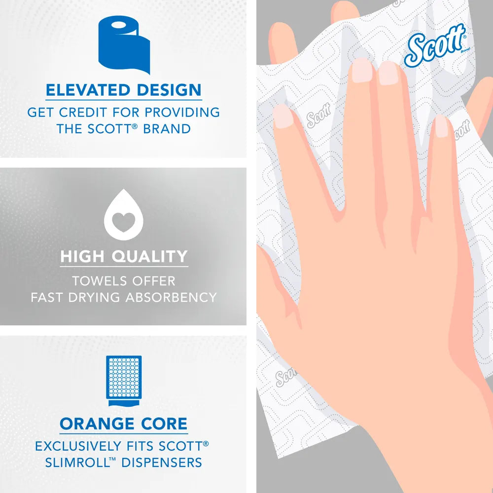 Paper Towel Scott Control Slimroll Hardwound Roll 8 Inch X 580 Foot | 6/Case