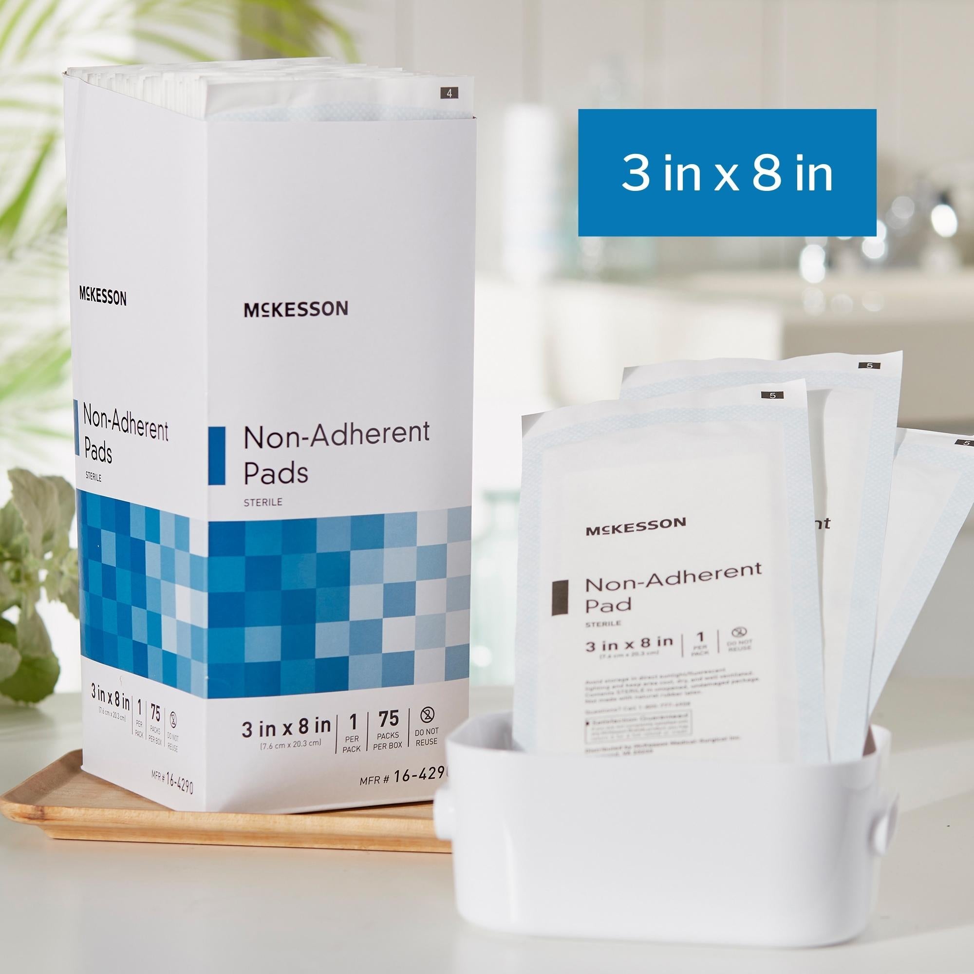 Apósito no adherente McKesson, 3 x 8 pulgadas, estéril, 75 por paquete