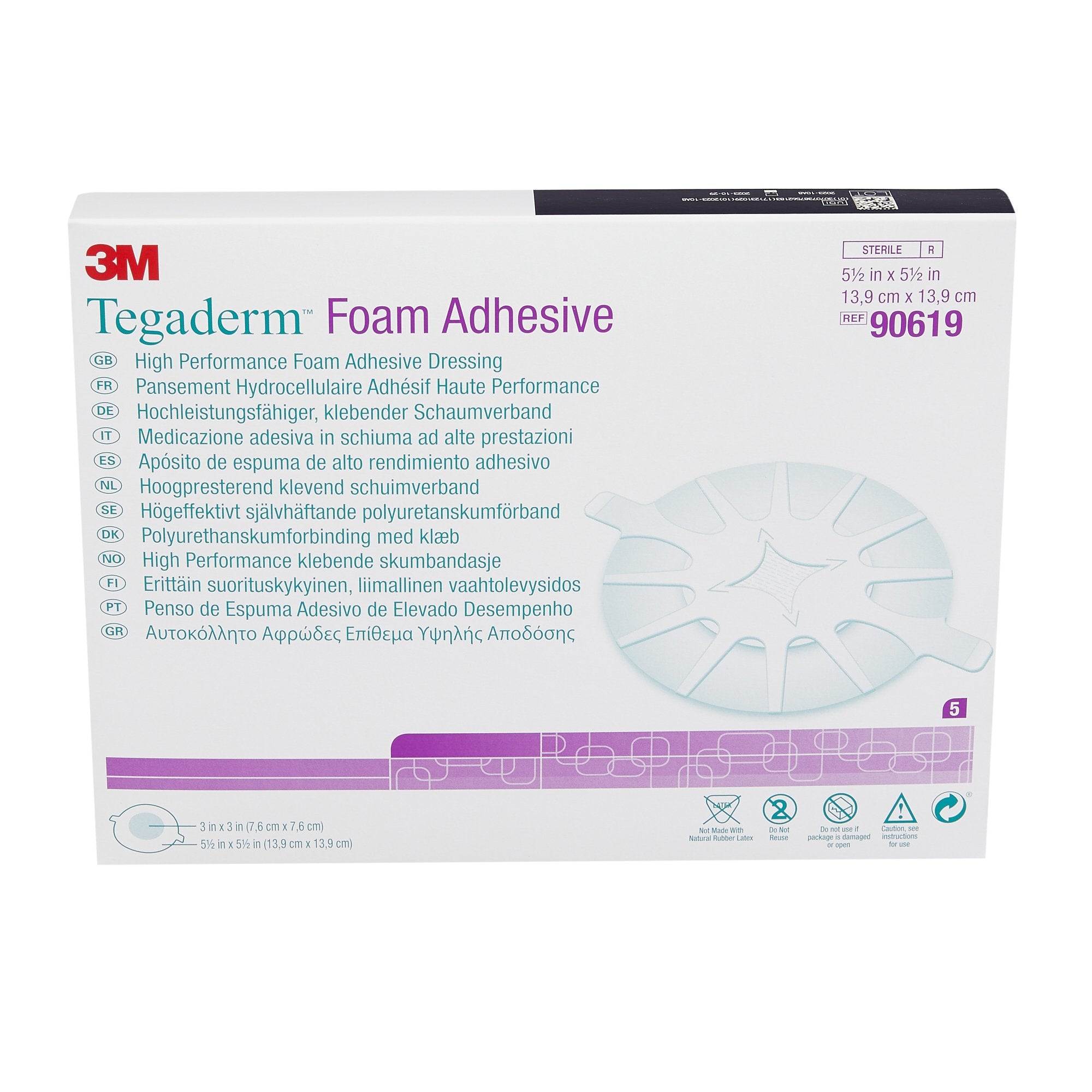 Foam Dressing 3M Tegaderm High Performance 5-1/2 X 5-1/2 Inch With Border Film Backing Acrylic Adhesive Heel Sterile,Packaging Type- Each