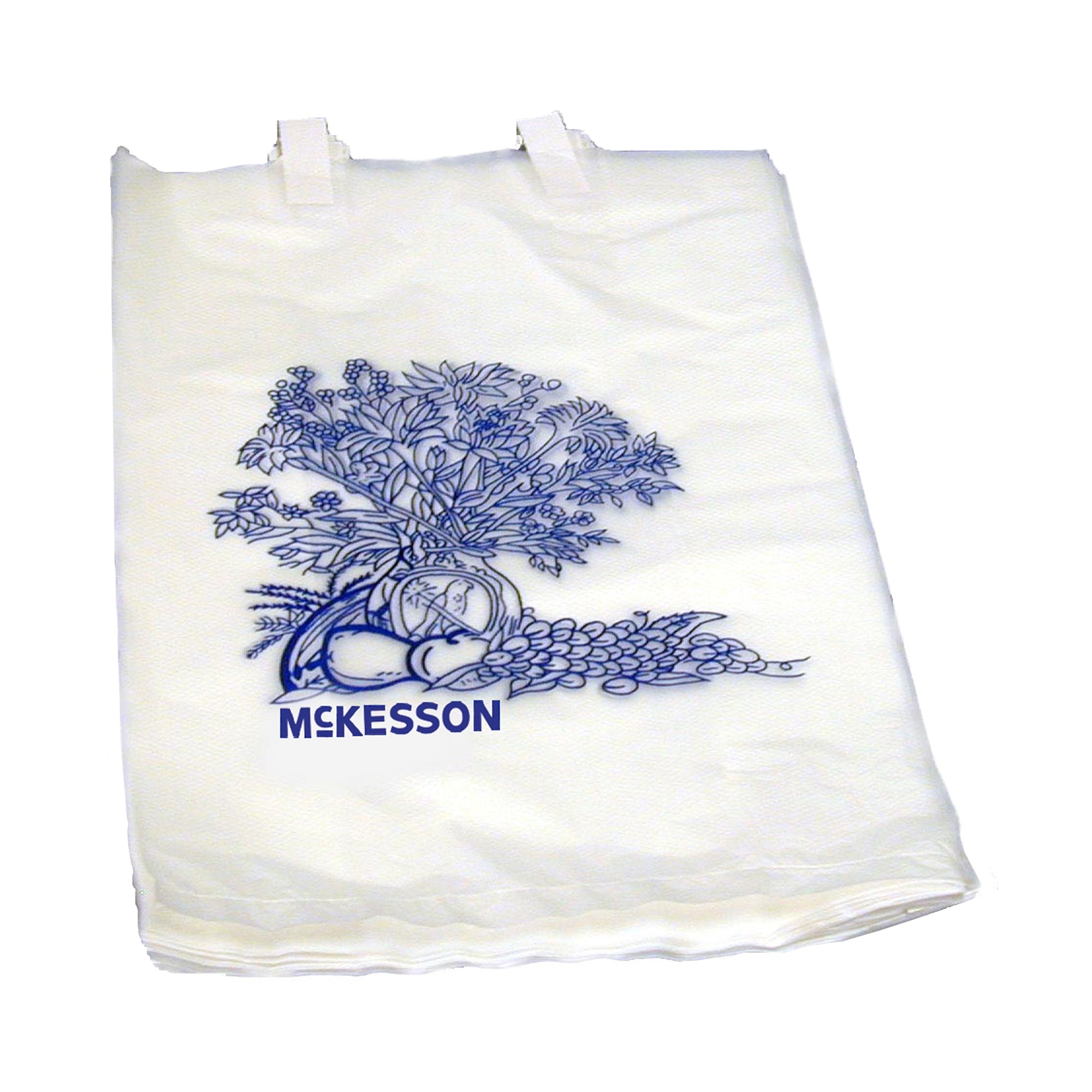 Bedside Bag McKesson 7 X 11.5 Inch White / Blue Floral Print Polyethylene, Packaging Type- Case