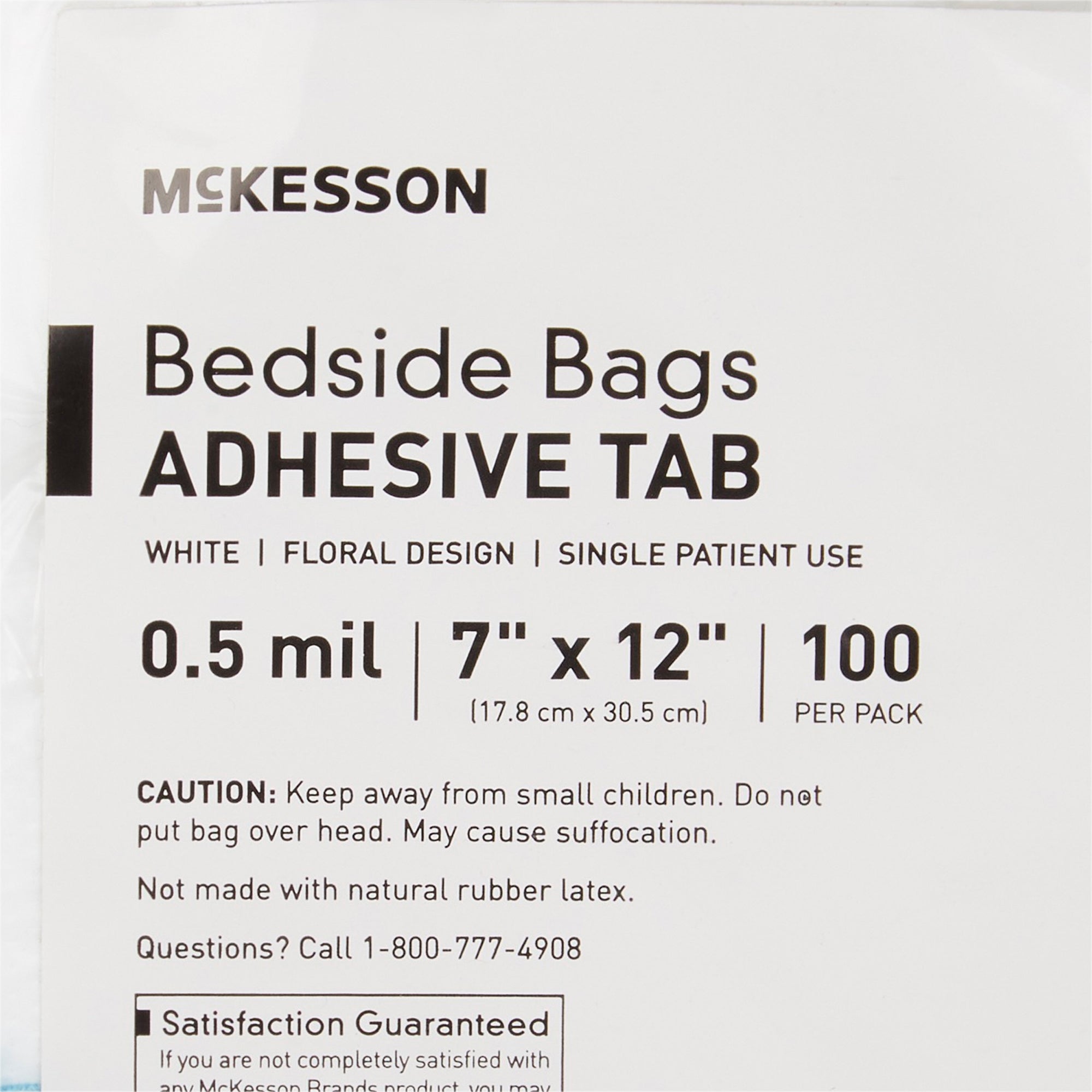 Bedside Bag McKesson 7 X 11.5 Inch White / Blue Floral Print Polyethylene, Packaging Type- Case