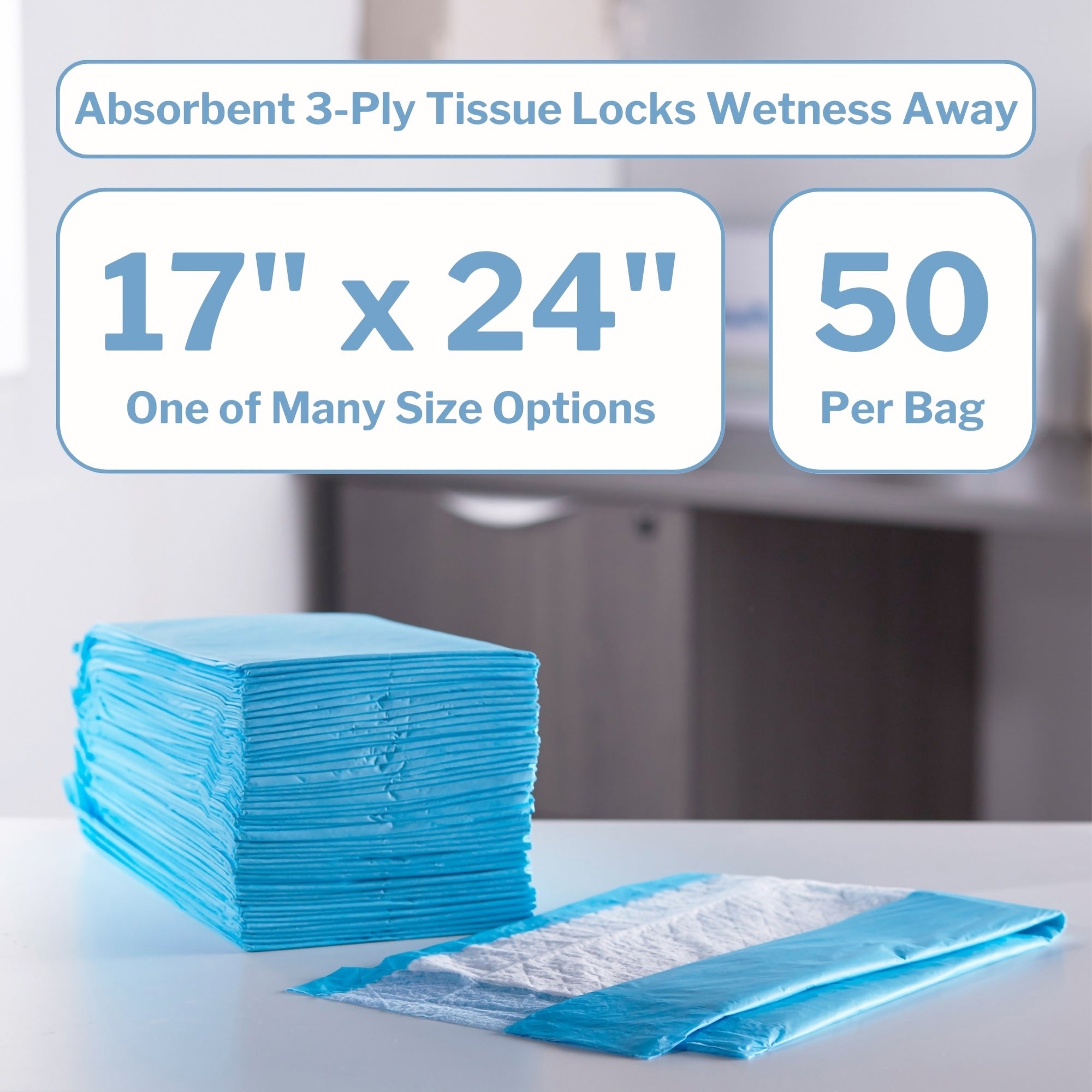 Procedure Underpad McKesson 17 W X 24 L Inch Blue NonSterile, Packaging Type- Case