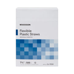 Flexible Drinking Straw McKesson 7-3/4 Inch Length White Individually Wrapped, Packaging Type- Case