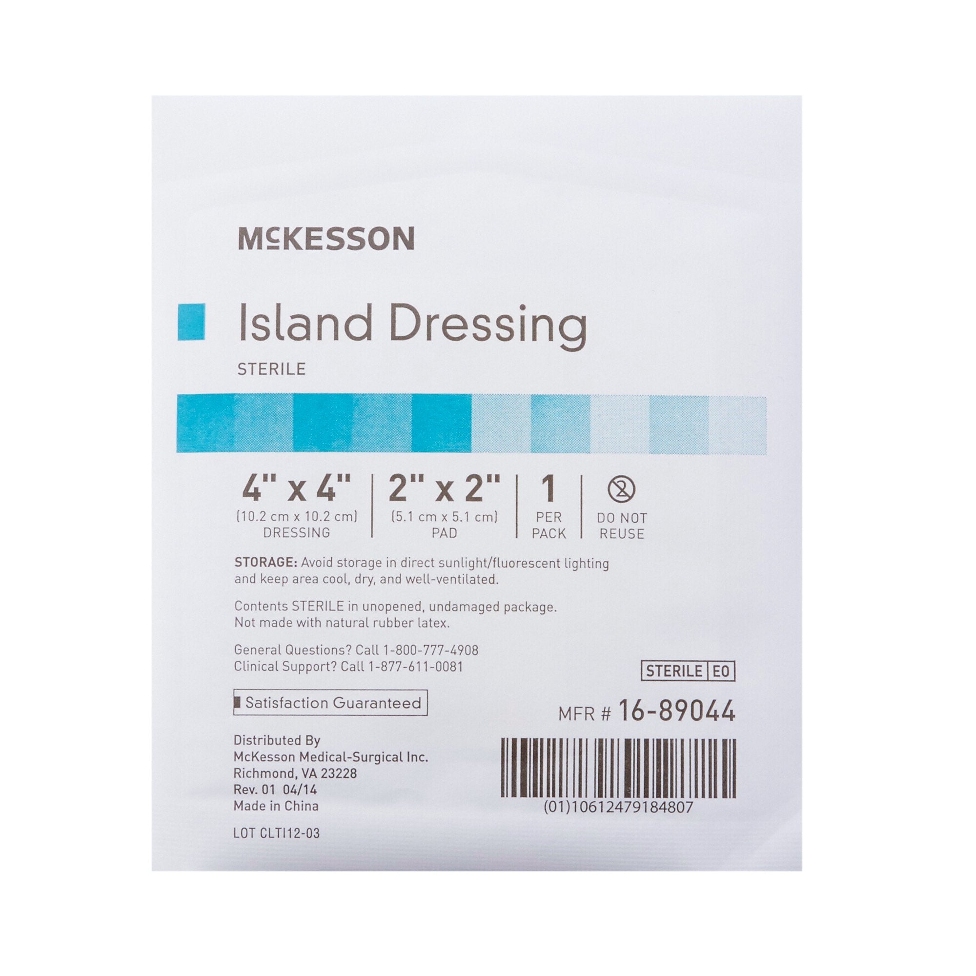 Island Dressing McKesson 4 X 4 Inch Square Sterile, Packaging Type- Case