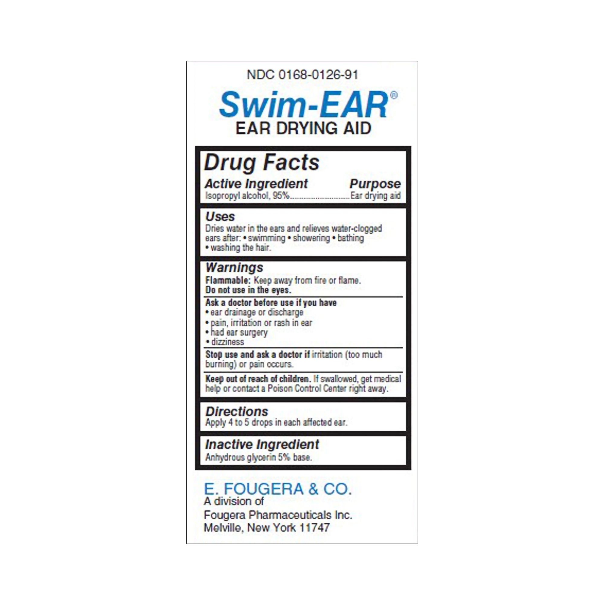 Ear Drying Aid Swim-Ear 1 oz. Otic Drops 95% Strength Isopropyl Alcohol,Packaging Type- Each