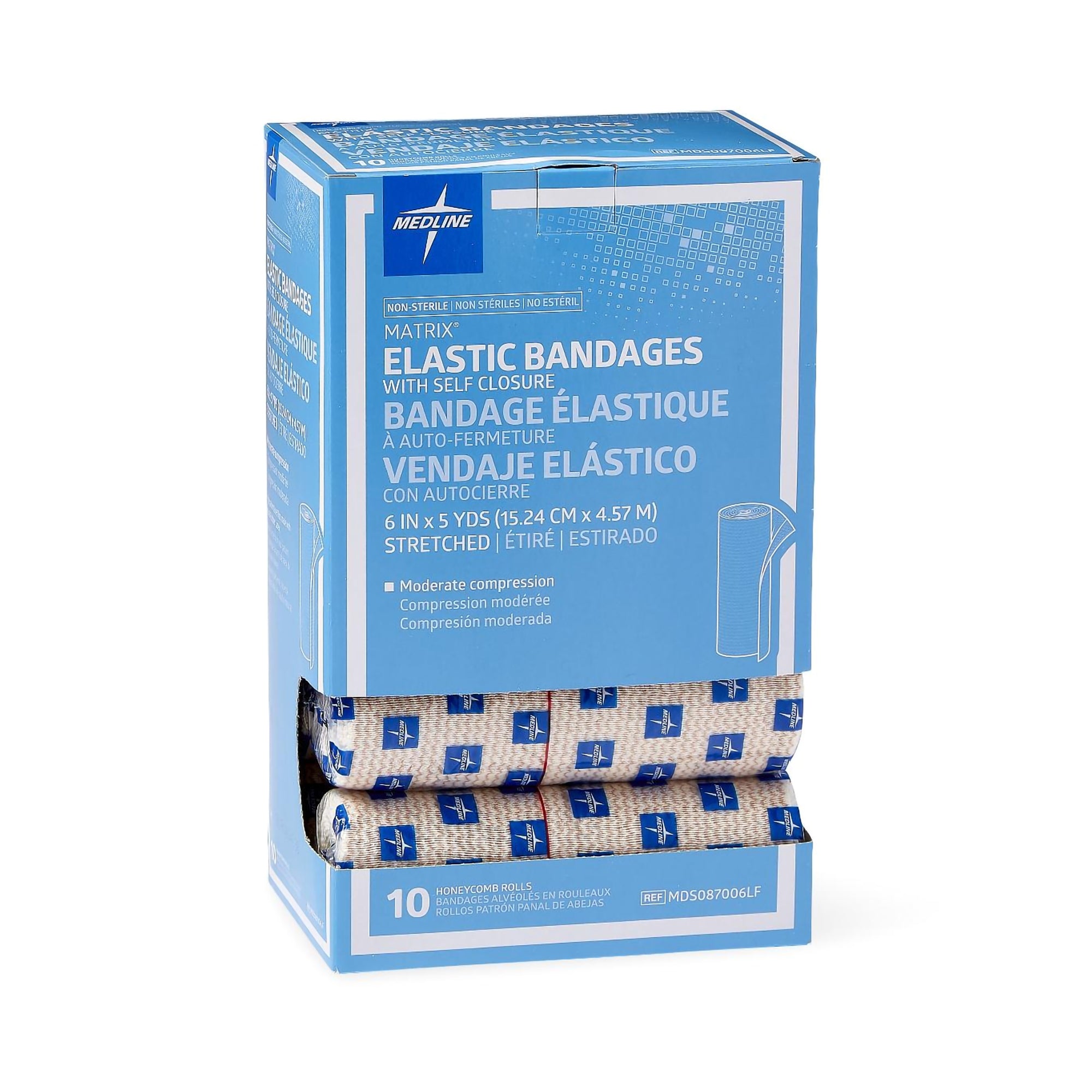 Elastic Bandage Matrix 6 Inch X 5 Yard Double Hook and Loop Closure Natural NonSterile Medium Compression, Packaging Type- Box