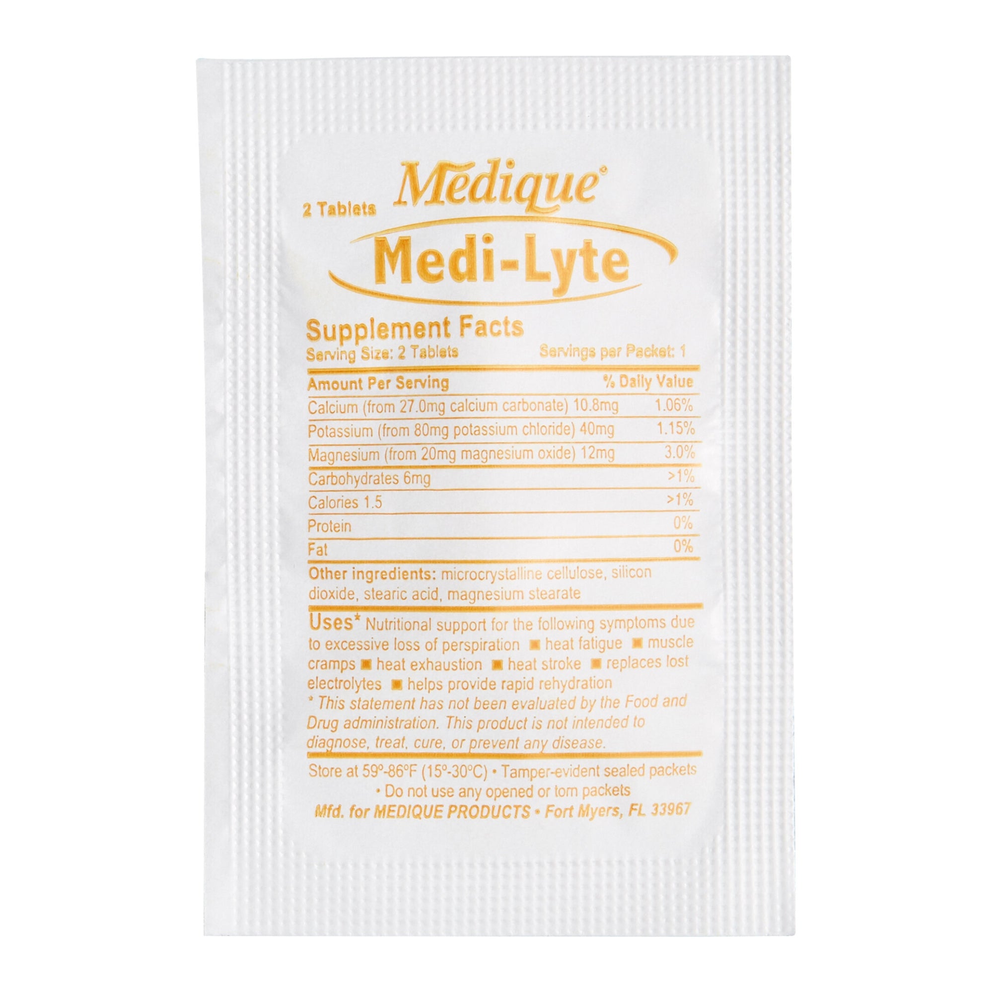 Mineral Supplement Medi-Lyte Calcium / Potassium / Magnesium 10.8 mg - 40 mg - 12 mg Strength Tablet 500 per Box, Packaging Type- Box