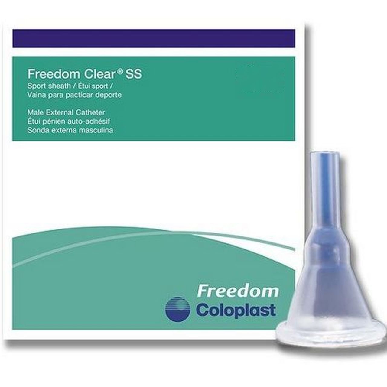 Male External Catheter Freedom Clear SS Self-Adhesive Seal Silicone Large