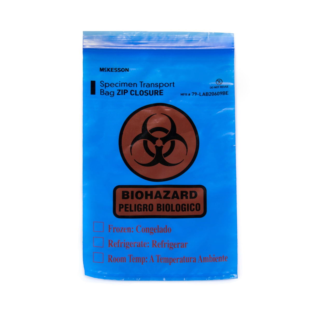 Specimen Transport Bag with Document Pouch McKesson 6 X 9 Inch Zip Closure Biohazard Symbol / Storage Instructions NonSterile 6 · Pack: CS