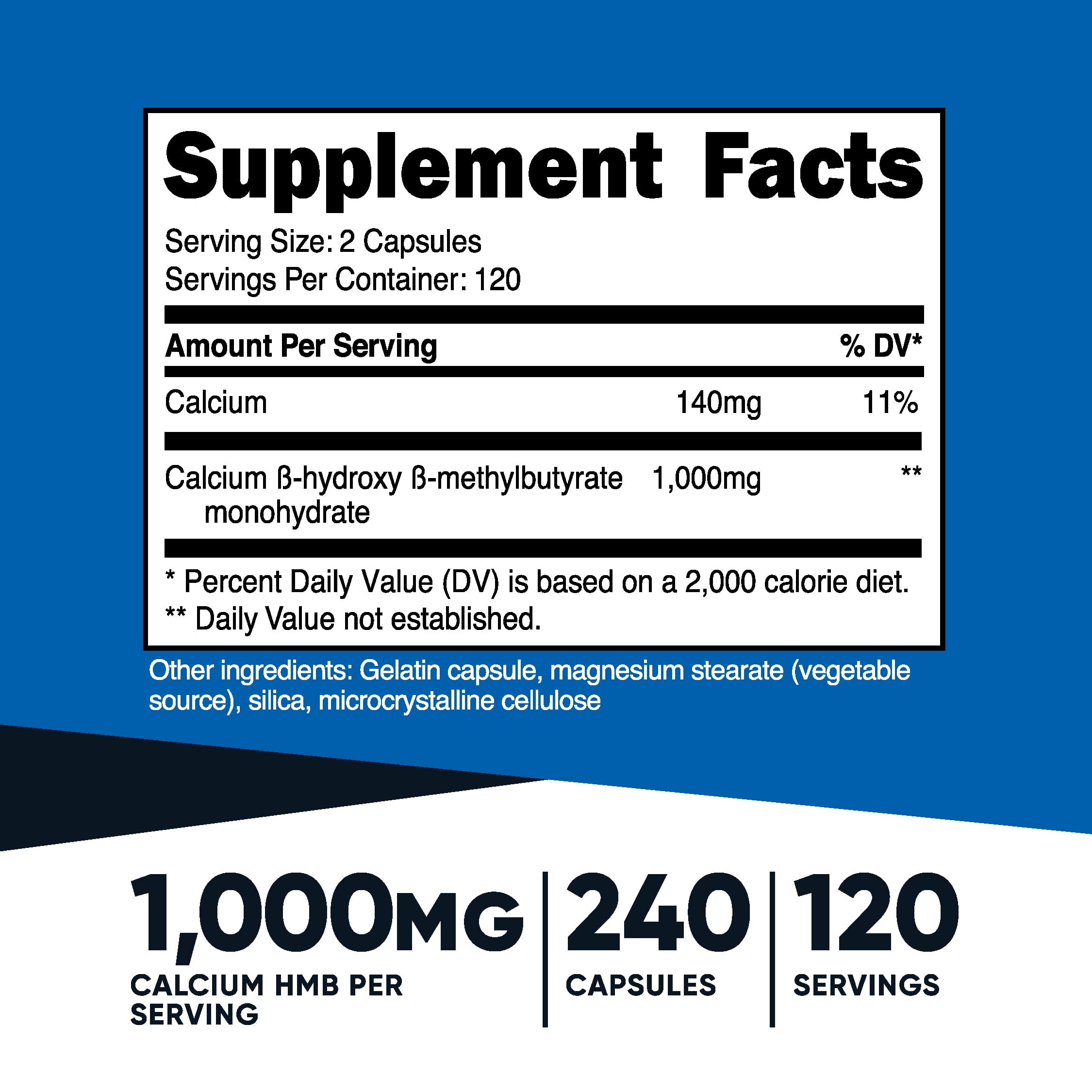 HMB (Beta Hydroxy Beta Methylbutyric) Supplement 1000Mg, 240 Capsules