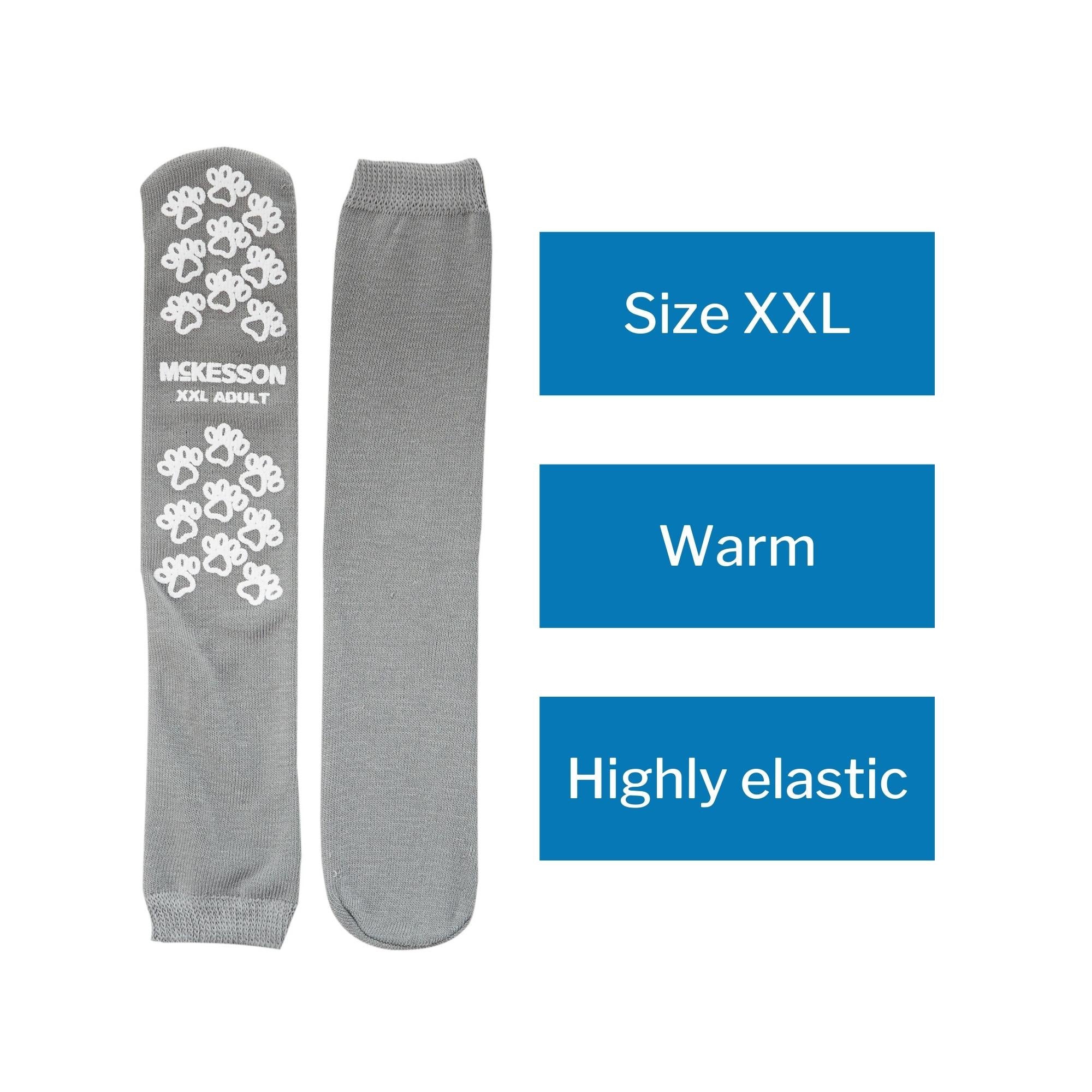 Slipper Socks McKesson Terries Unisex Adult 2X-Large Single Tread Single Patient Use Gray, Packaging Type- Case