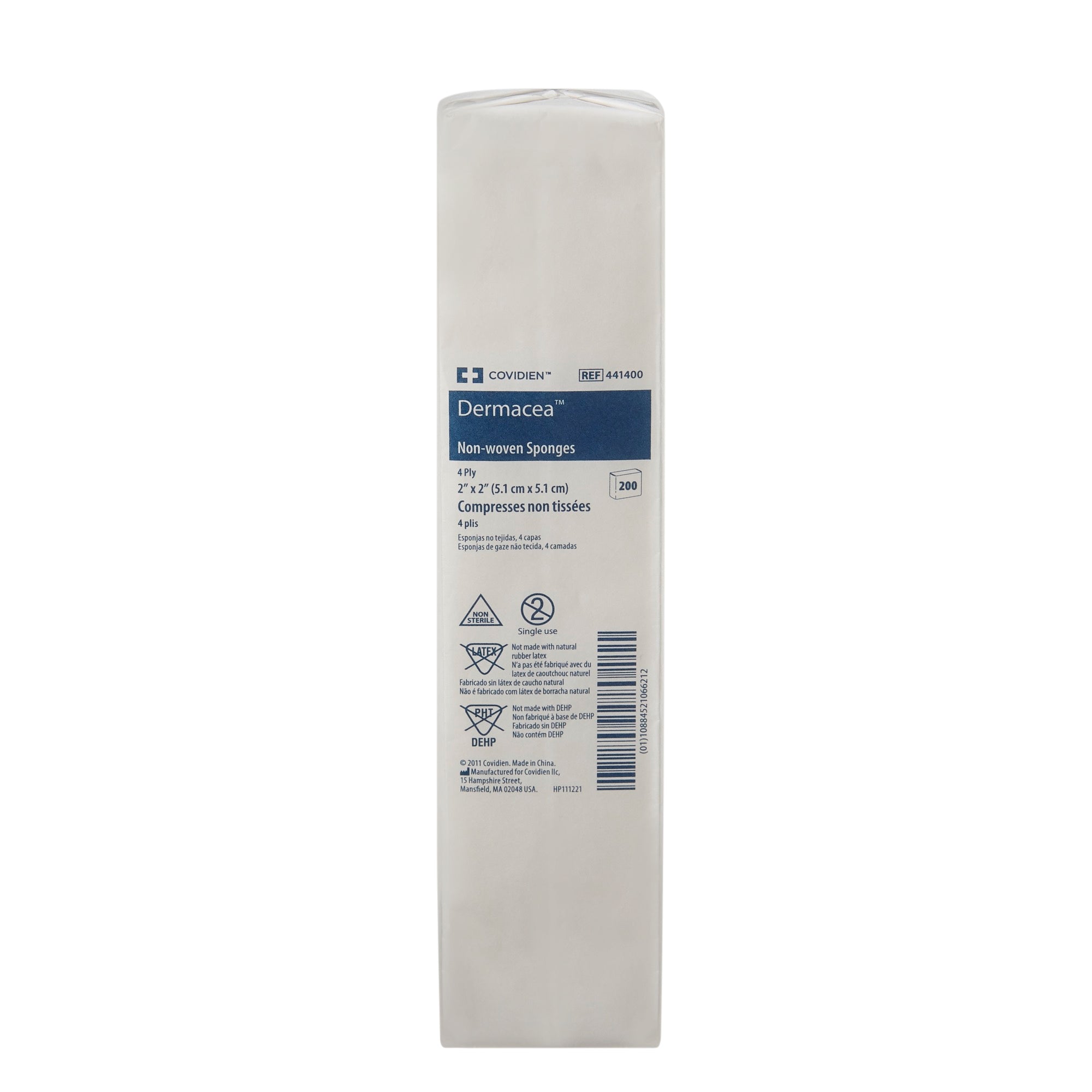 Nonwoven Sponge Dermacea 2 X 2 Inch 4-Ply NonSterile 200 per Pack, Packaging Type- Case