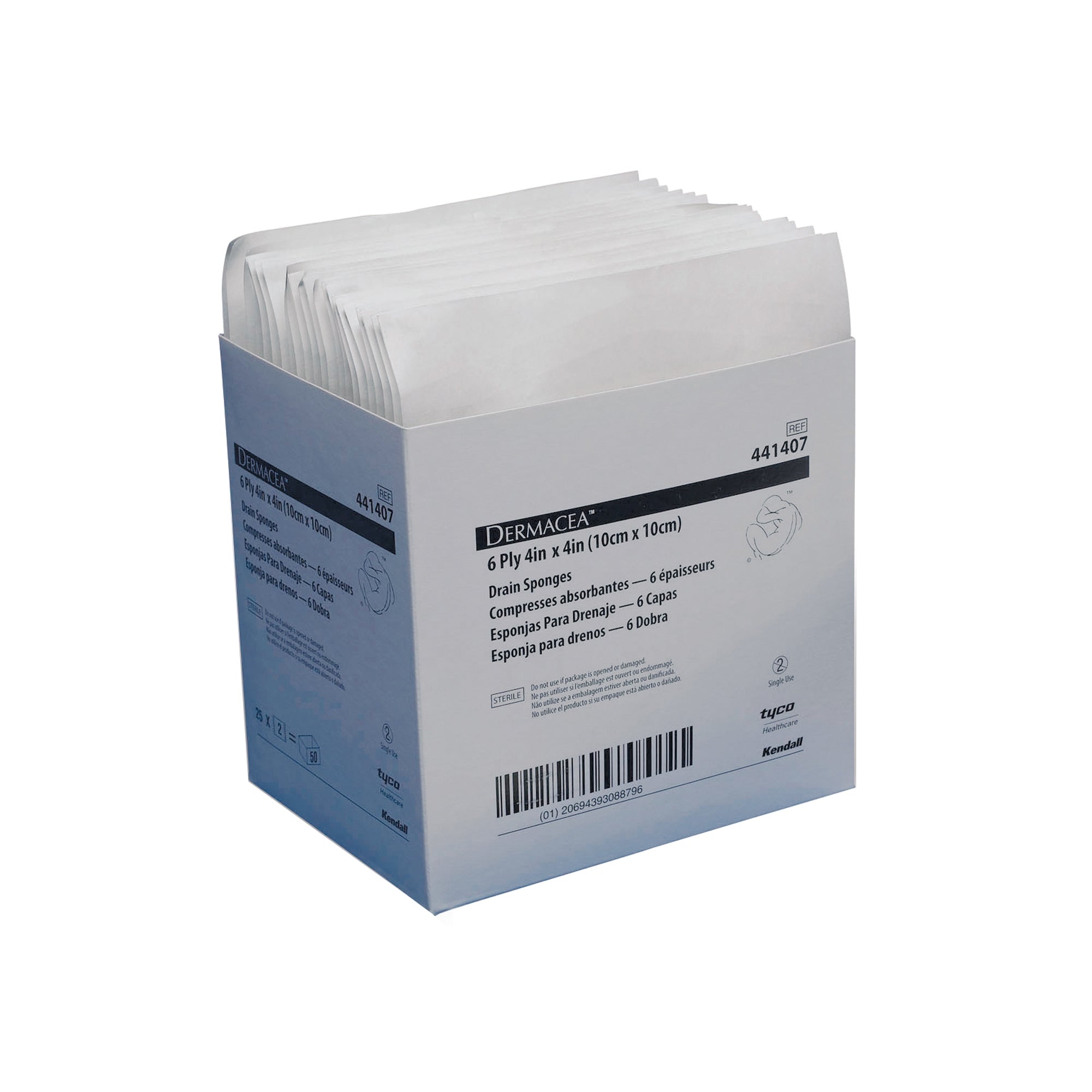 Drain Sponge Dermacea 4 X 4 Inch 6-Ply Sterile 2 per Pack, Packaging Type- Case