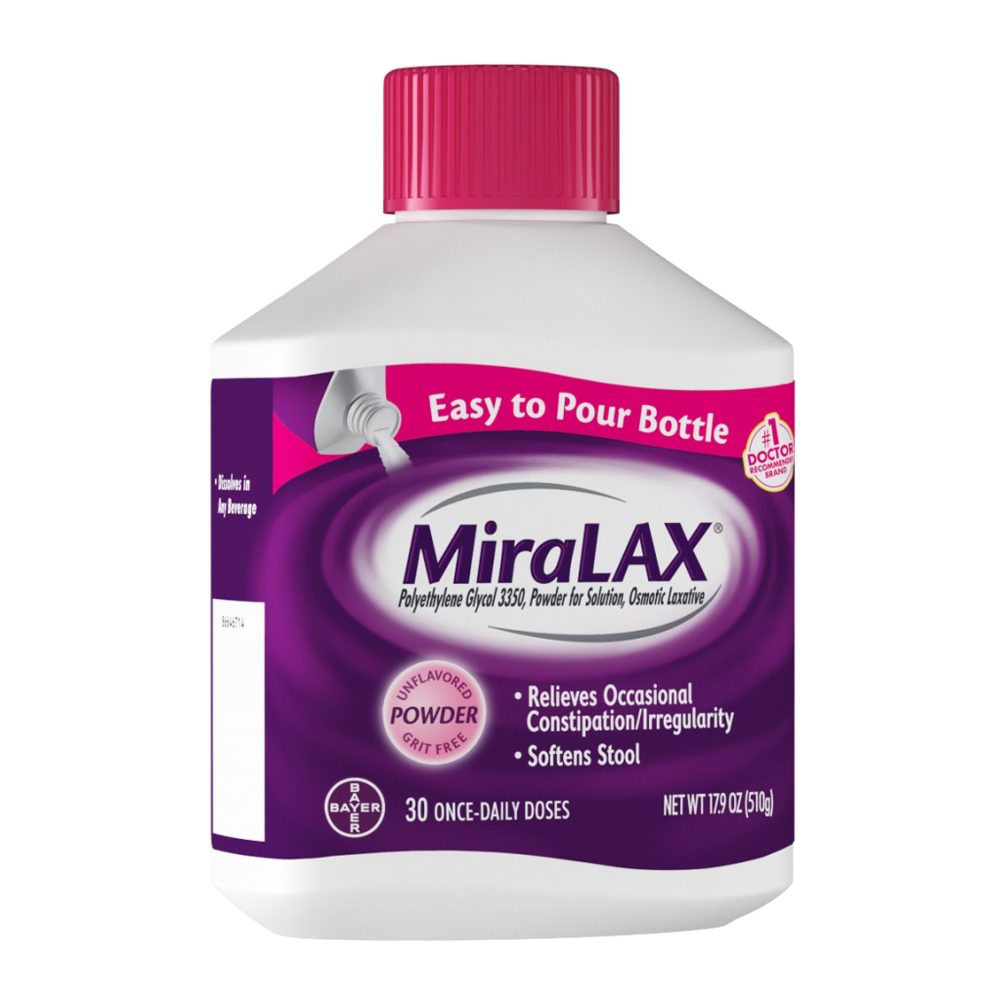Laxative MiraLAX Powder 17.9 oz. 17 Gram Strength Polyethylene Glycol 3350
