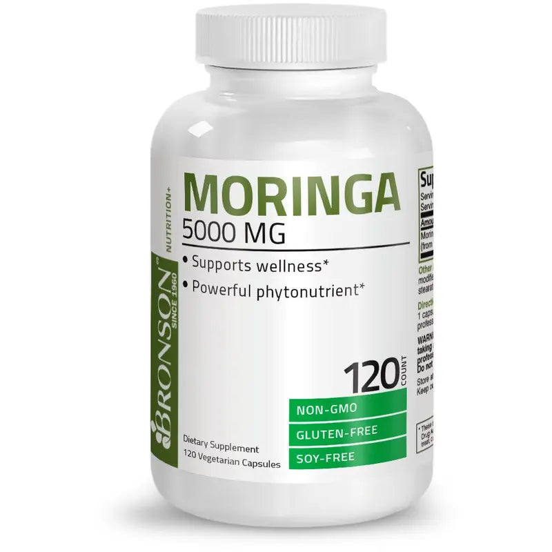Bronson Moringa Oleifera 5000 Mg Powder Capsules Extra High Potency 50:1 Extract Energizing Superfood Antioxidant Healthcare Dietary Supplement