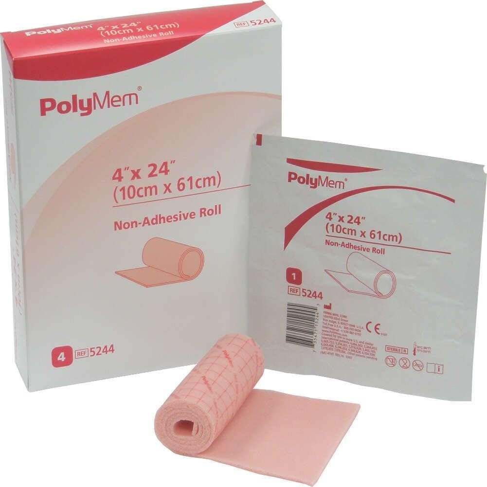 Foam Dressing PolyMem 4 X 24 Inch Without Border Film Backing Nonadhesive Roll Sterile, Packaging Type- Case