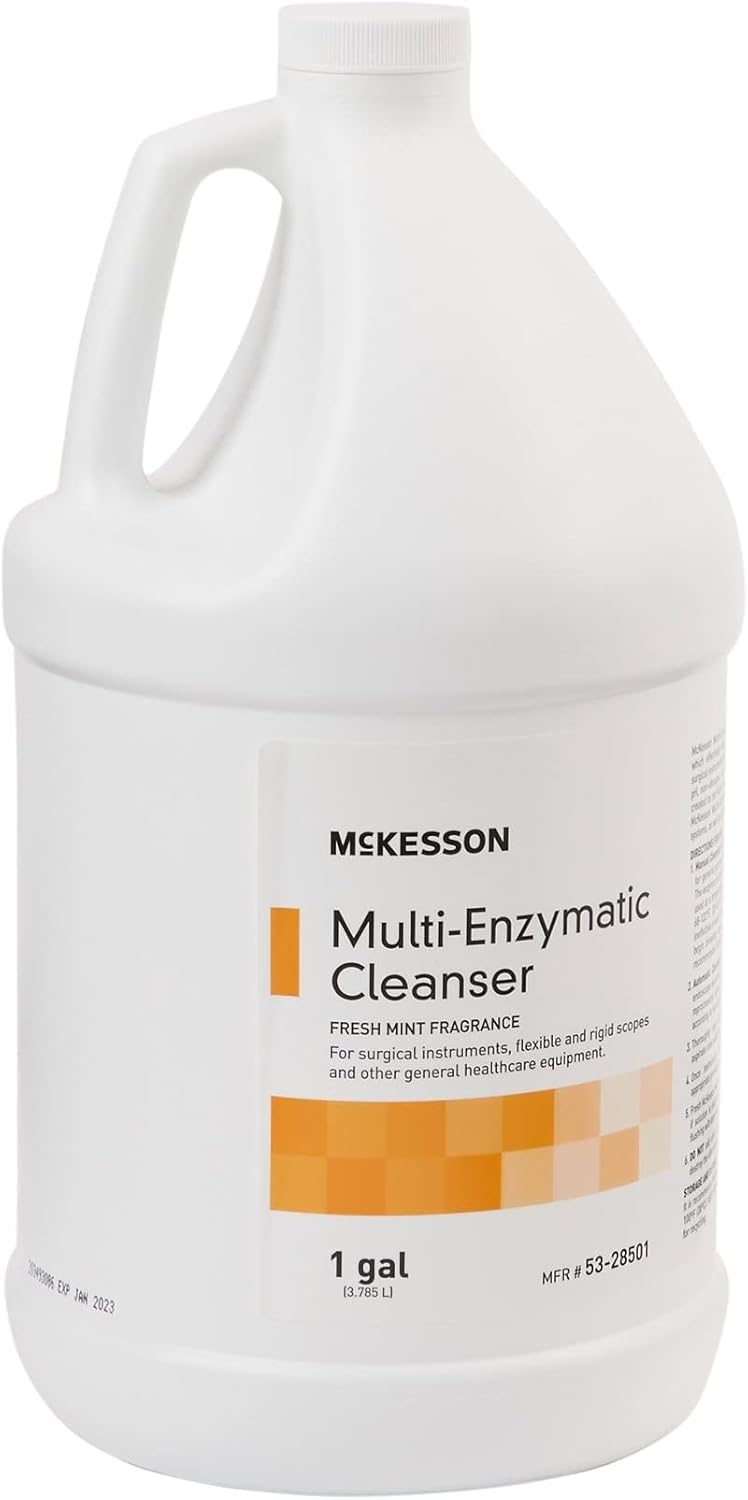Multi-Enzymatic Instrument Detergent McKesson Liquid 1 gal. Jug Fresh Mint Scent, Packaging Type- Case