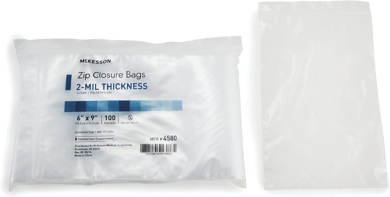 Reclosable Bag McKesson 6 X 9 Inch Polyethylene Clear Zipper Closure, Packaging Type- Case