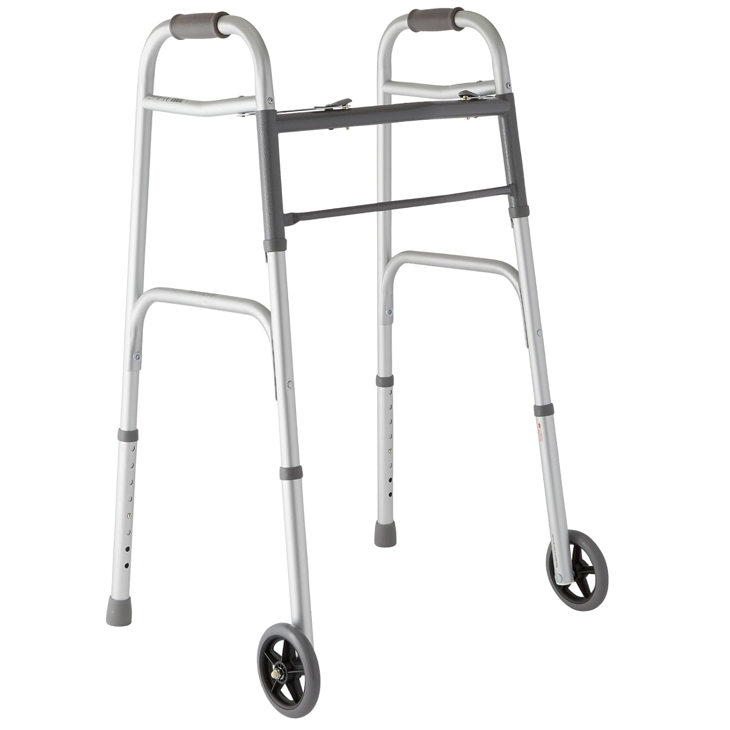 Lumex Aluminum Lightweight Folding Walker Height Adjustment-32Inch - 39Inch, Weight Support-300lbs, Wheel Size-5inch, Width-25.5Inch, 716270B2