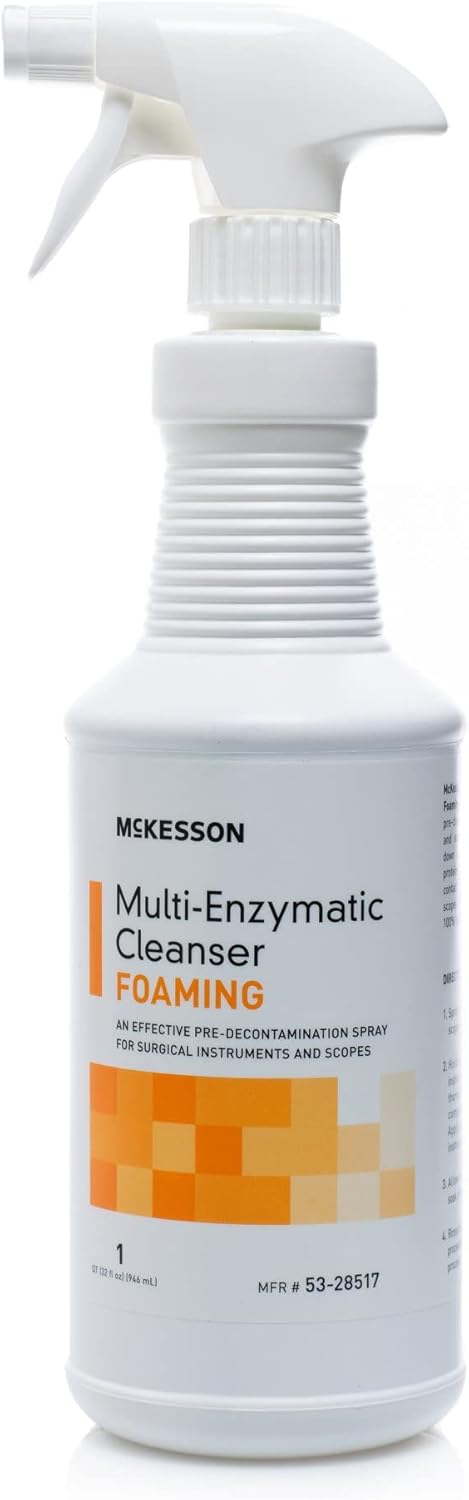 Multi-Enzymatic Instrument Detergent McKesson Foam RTU 1 Quart Bottle Fresh Rain Scent, Packaging Type- Case