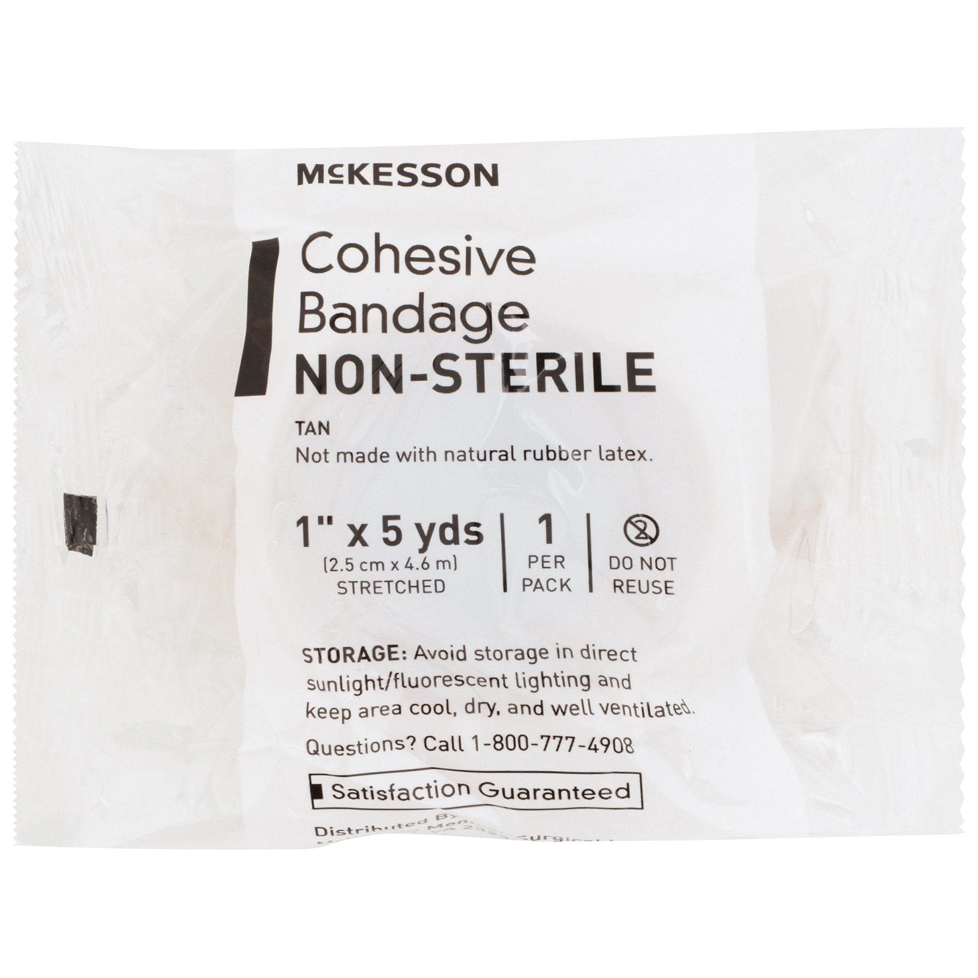 Cohesive Bandage McKesson 1 Inch X 5 Yard Self-Adherent Closure Tan NonSterile Standard Compression, Packaging Type- Case