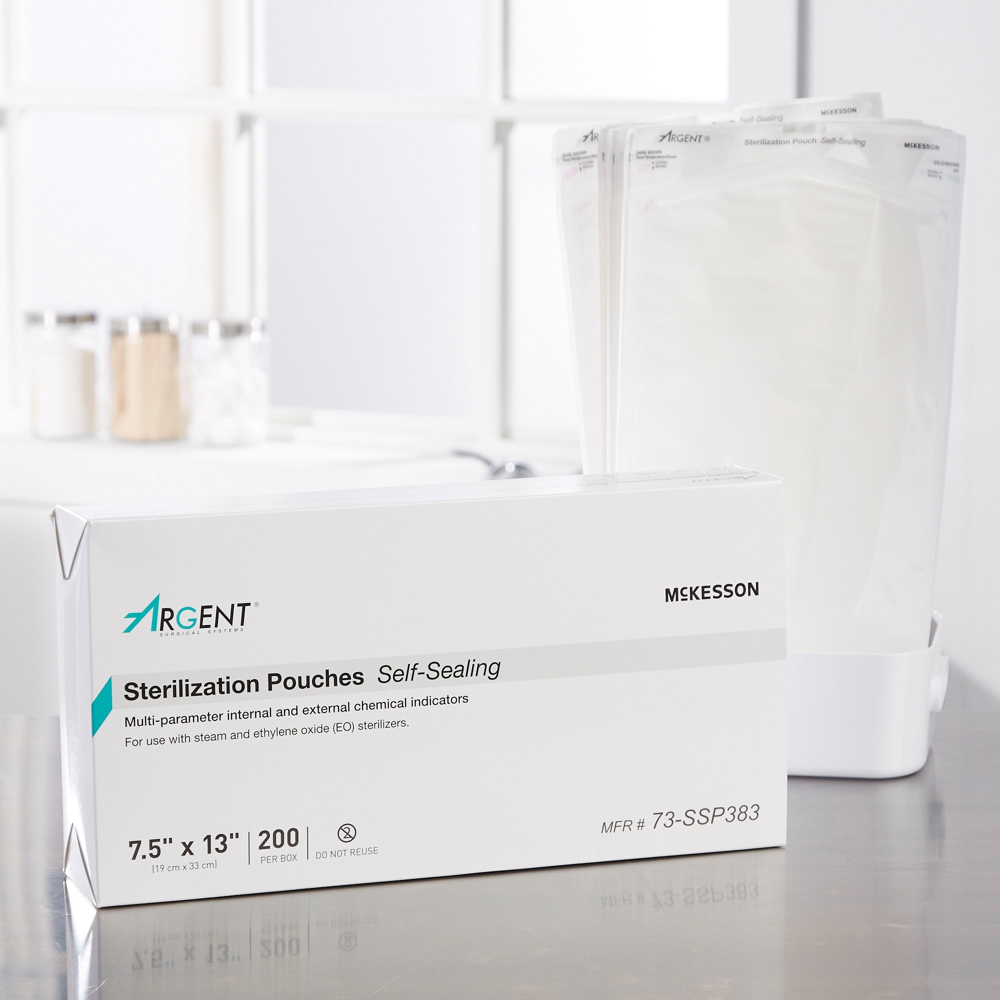 sterilization pouch mckesson argent sure check ethylene oxide eo gas steam 7 1 2 x 13 inch transparent blue self seal paper film packaging type box