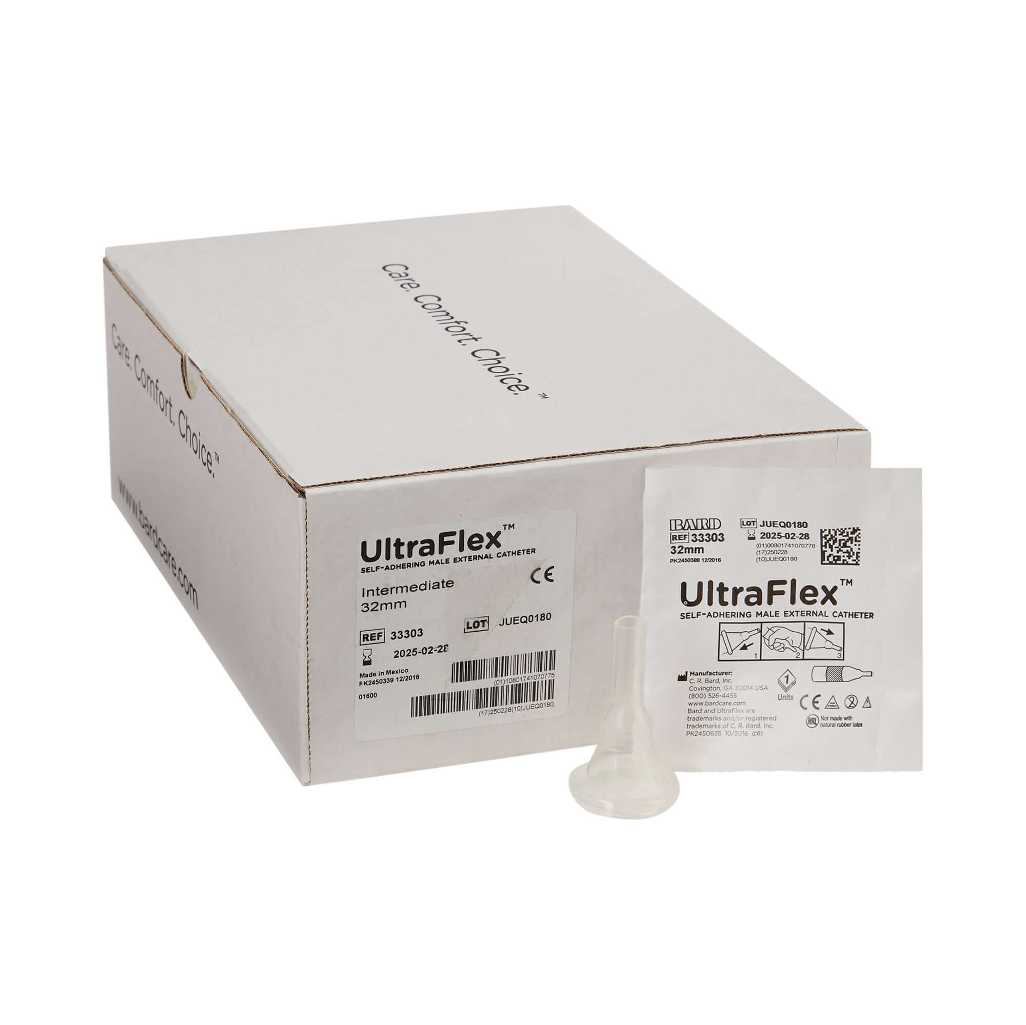 Male External Catheter UltraFlex Self-Adhesive Band Silicone Intermediate, Packaging Type- Each