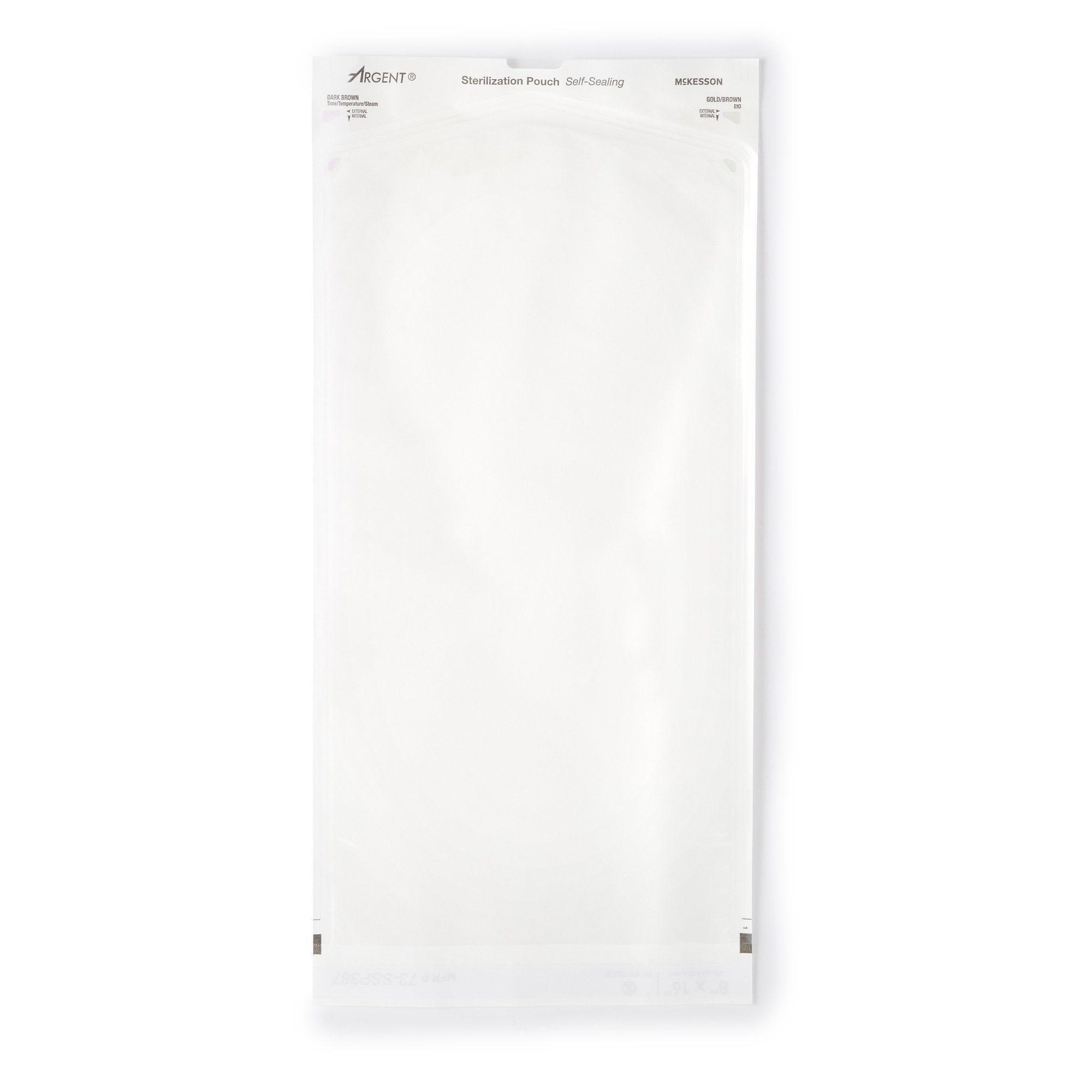 Sterilization Pouch McKesson Argent Sure-Check Ethylene Oxide (EO) Gas / Steam 8 X 16 Inch Transparent / Blue Self Seal Paper / Film, Packaging Type- Case
