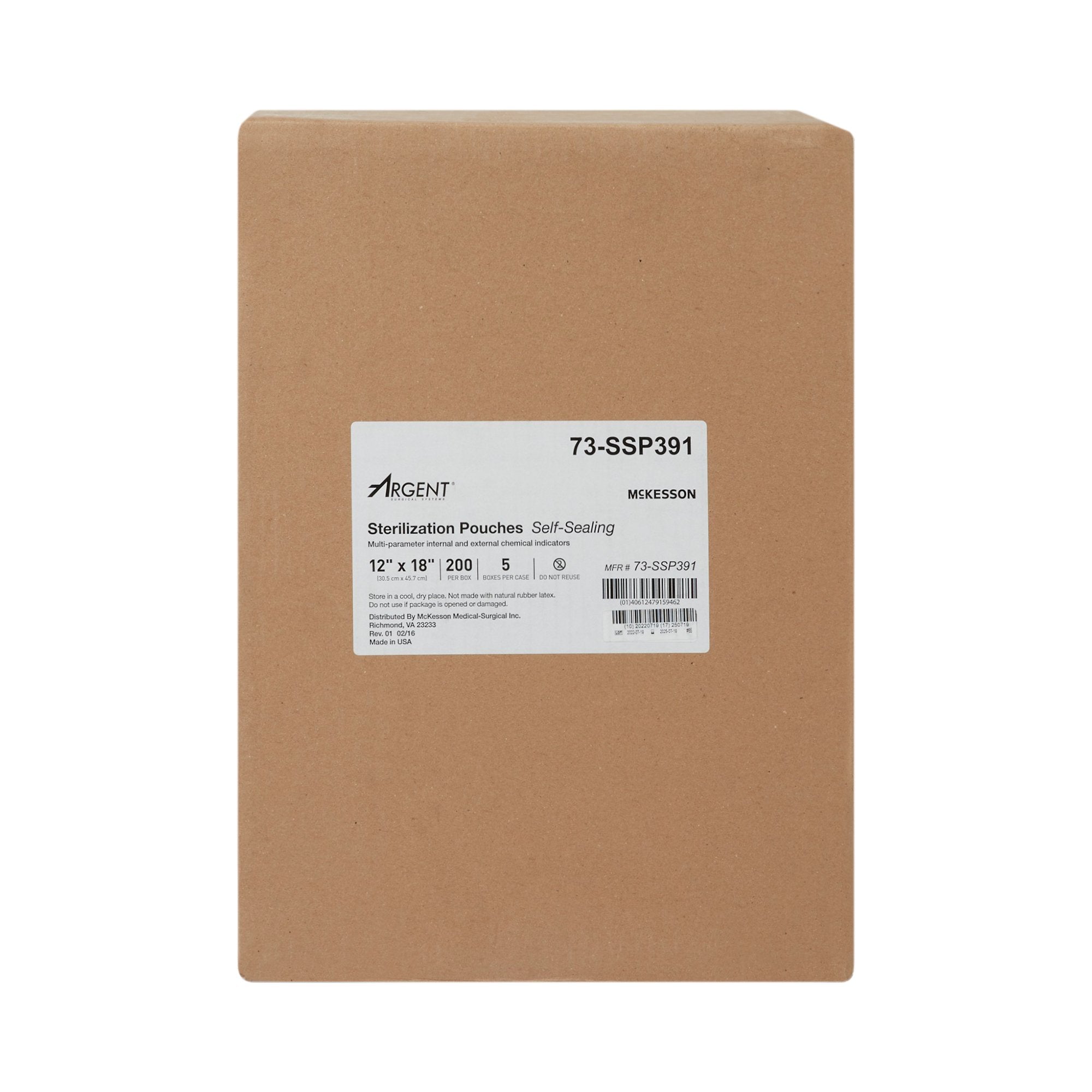 Sterilization Pouch McKesson Argent Sure-Check Ethylene Oxide (EO) Gas / Steam 12 X 18 Inch Transparent / Blue Self Seal Paper / Film, Packaging Type- Case