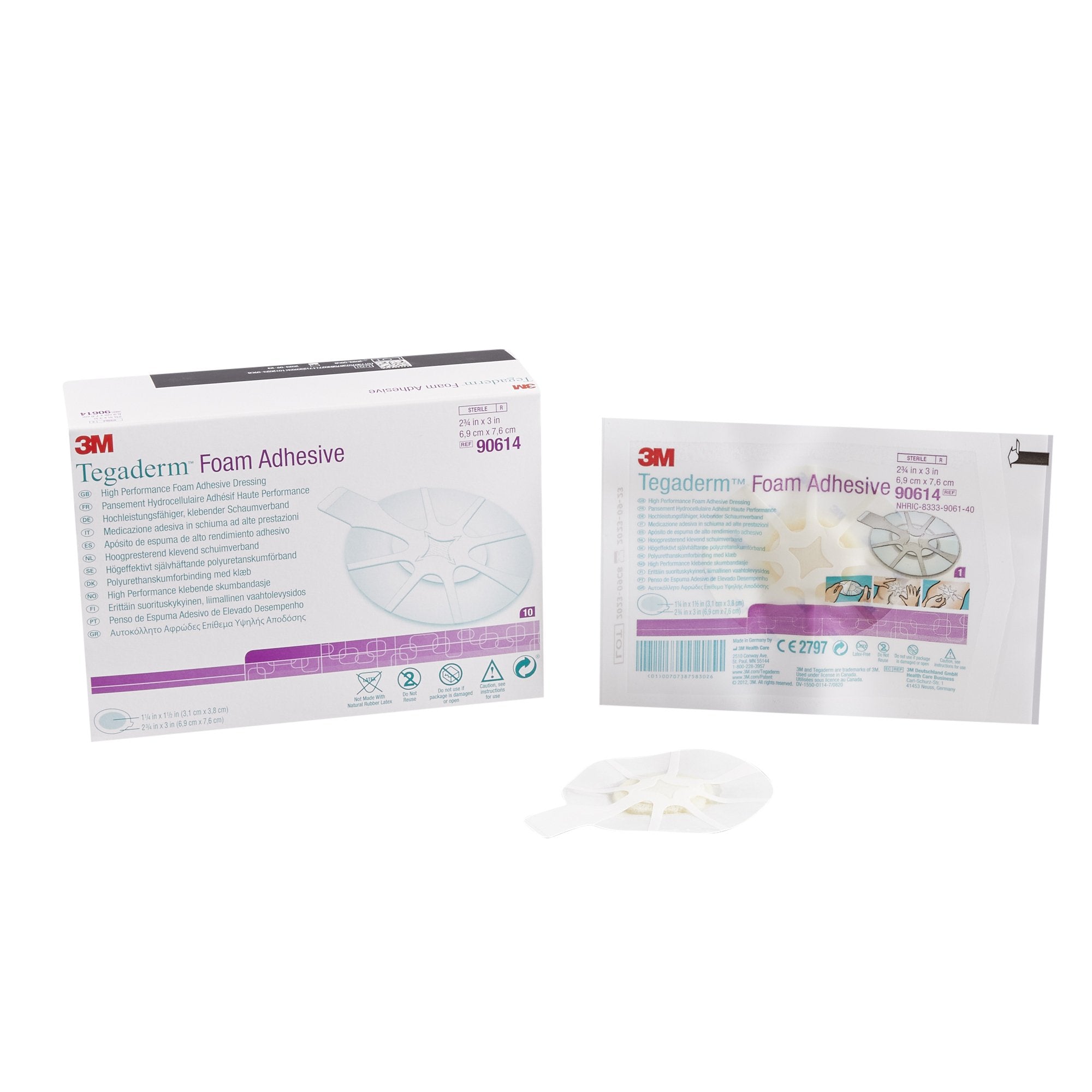 Foam Dressing 3M Tegaderm High Performance 2 3/4 X 2 3/4 Inch With Border Film Backing Acrylic Adhesive Oval Sterile