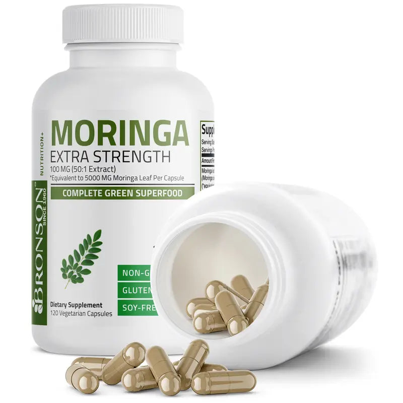 Bronson Moringa Oleifera 5000 Mg Powder Capsules Extra High Potency 50:1 Extract Energizing Superfood Antioxidant Healthcare Dietary Supplement